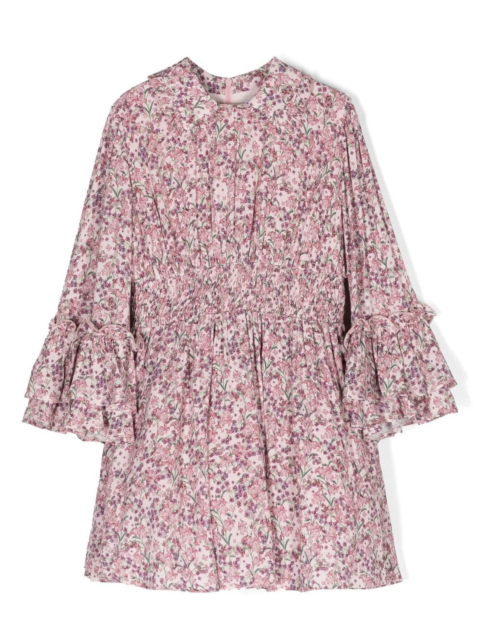 Simonetta Floral-print Cotton Dress In Rosa