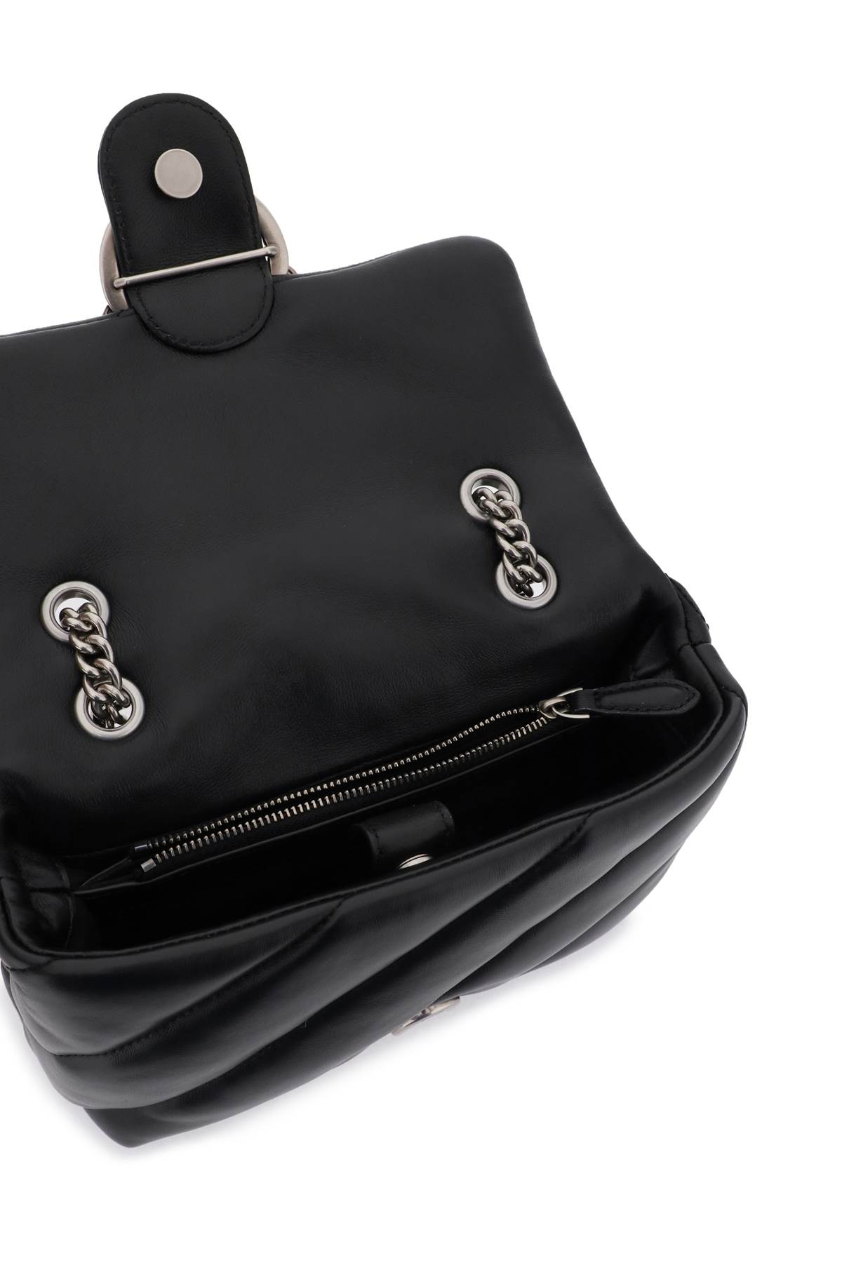 Pinko Love Mini Puff Shoulder Bag In Nero/old Silver