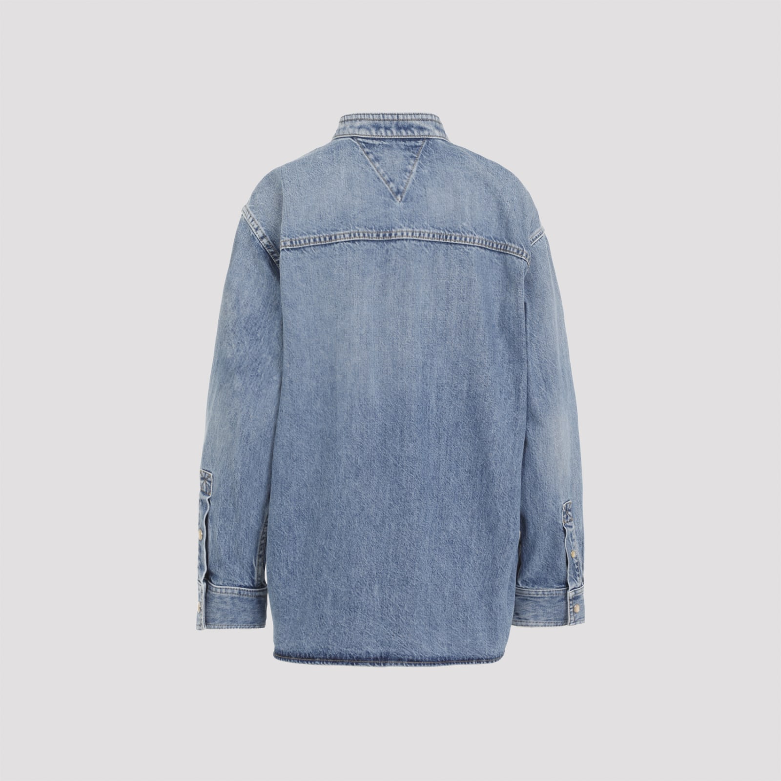 Shop Bottega Veneta Vintage Denim Shirt In Mid Blue