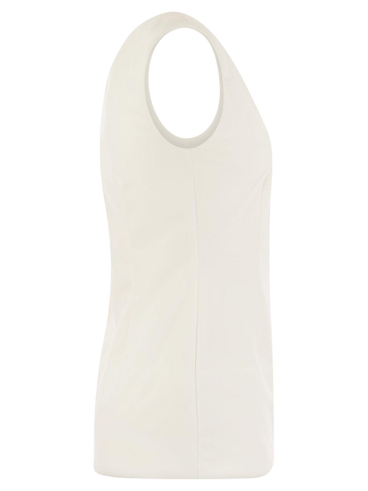 Shop Sportmax Sleeveless Jersey Top In Bianco