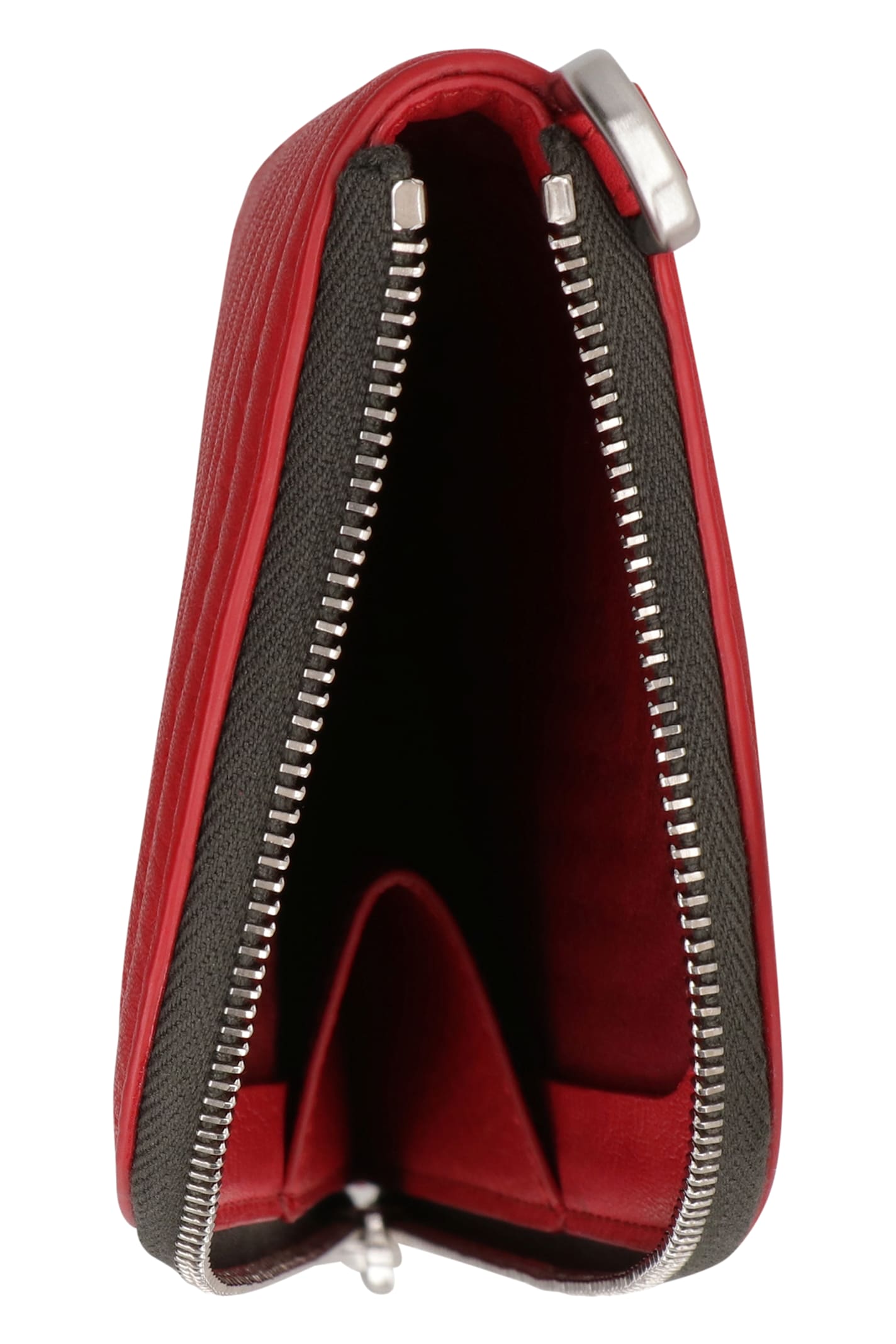 Rick Owens Quilted Calf Leather Wallet With Removable Strap In Red