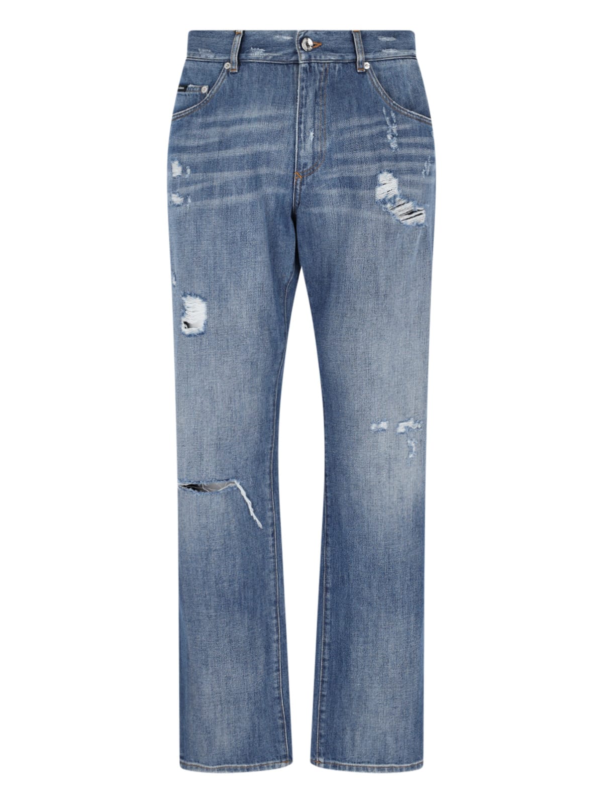 Shop Dolce & Gabbana Destroyed Detail Jeans In Blue