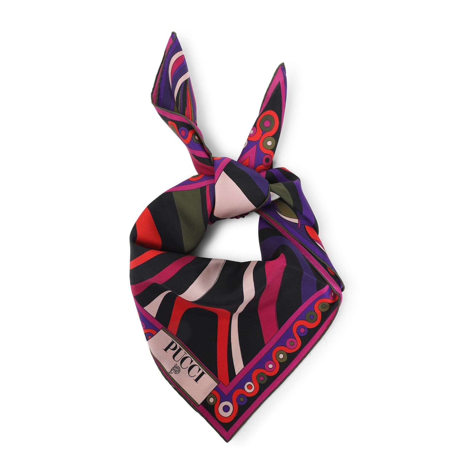 Pucci Silk Twill Scarf Bold Print In Red