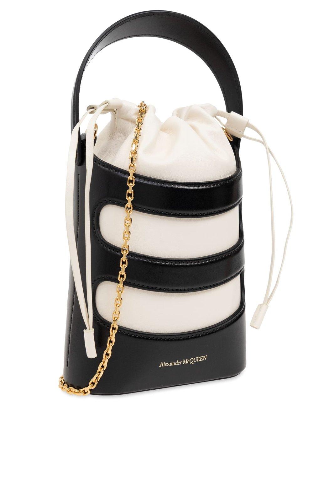 Shop Alexander Mcqueen The Rise Mini Bucket Bag In Black/neutrals