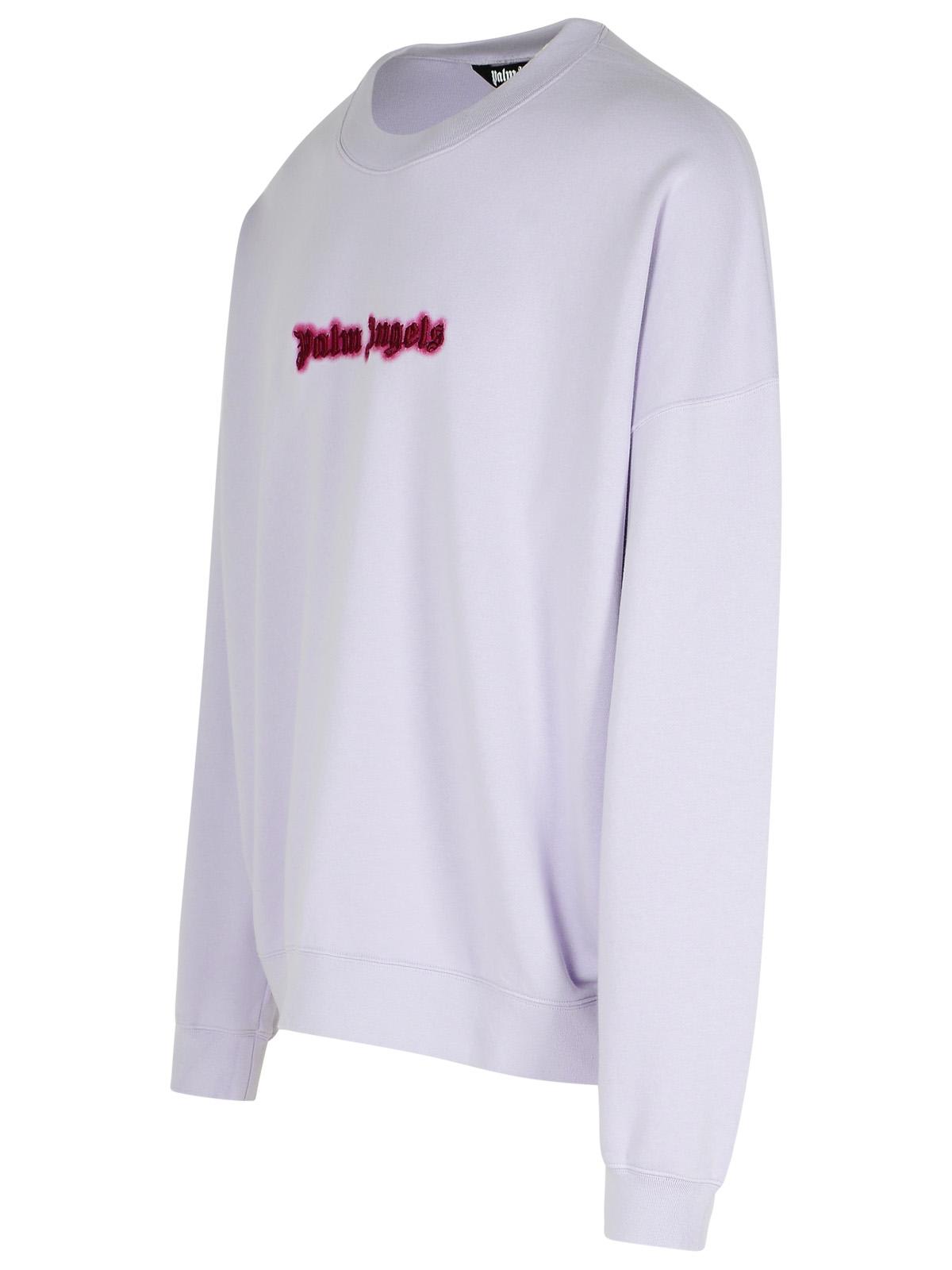 Shop Palm Angels Neon Lilac Cotton Sweatshirt In Liliac