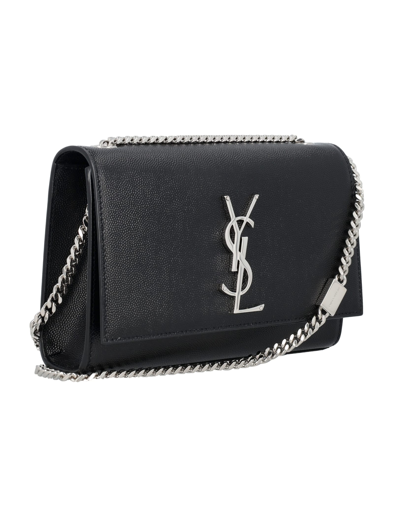 Shop Saint Laurent Kate Small Grain De Poudre Embossed Leather Bag In Black