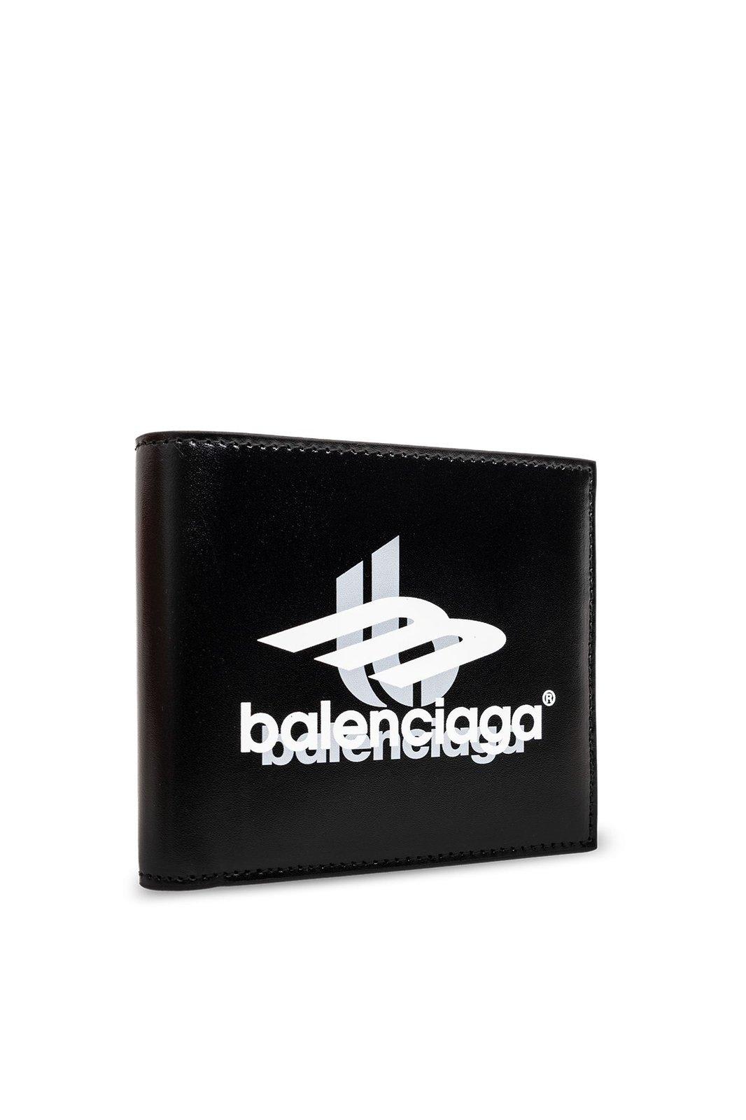 Shop Balenciaga Logo Printed Bifold Wallet In Black