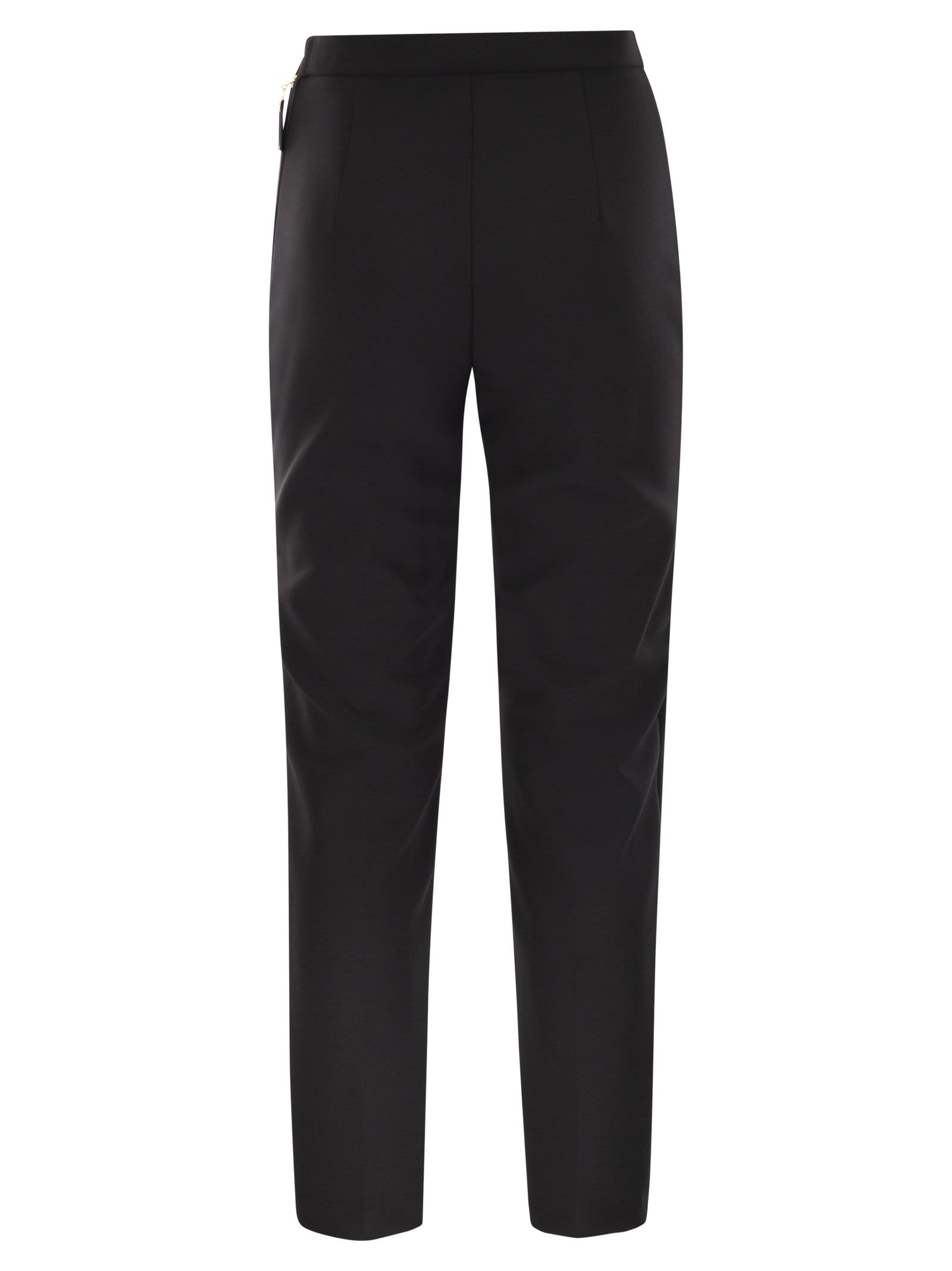 Elisabetta Franchi Double Crepe Trousers In Black