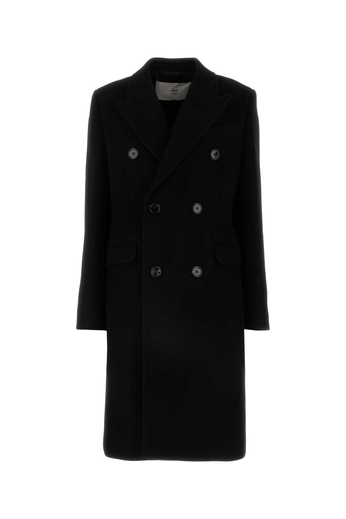 Shop Ami Alexandre Mattiussi Black Wool Coat