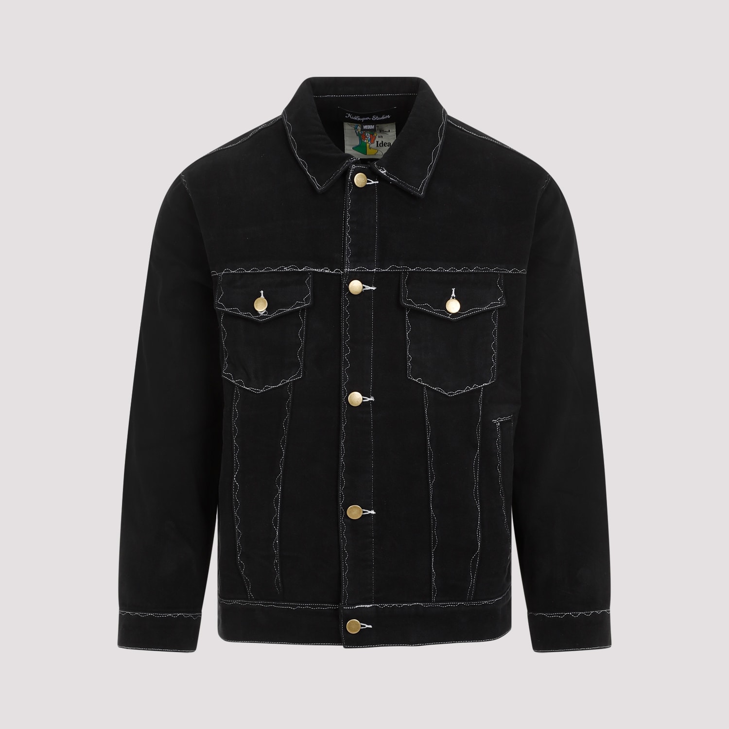 Shop Kidsuper Messy Stitched Work Jacket In Black