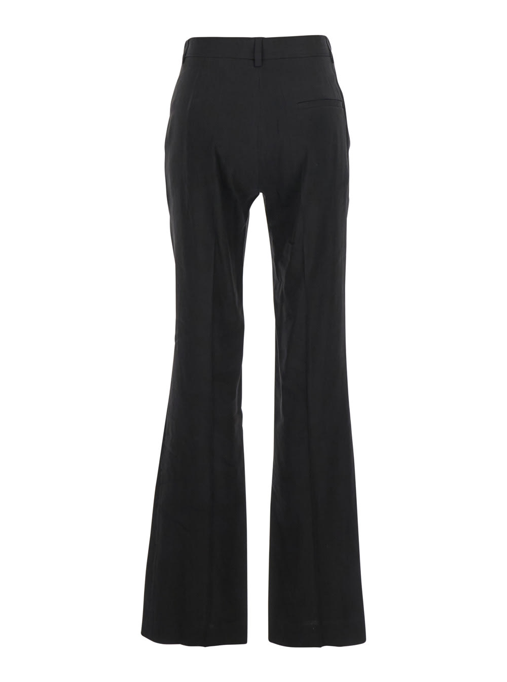 TELA BLACK PANTS WITH BELT LOOPS IN LINEN AND VISCOSE BLEND WOMAN