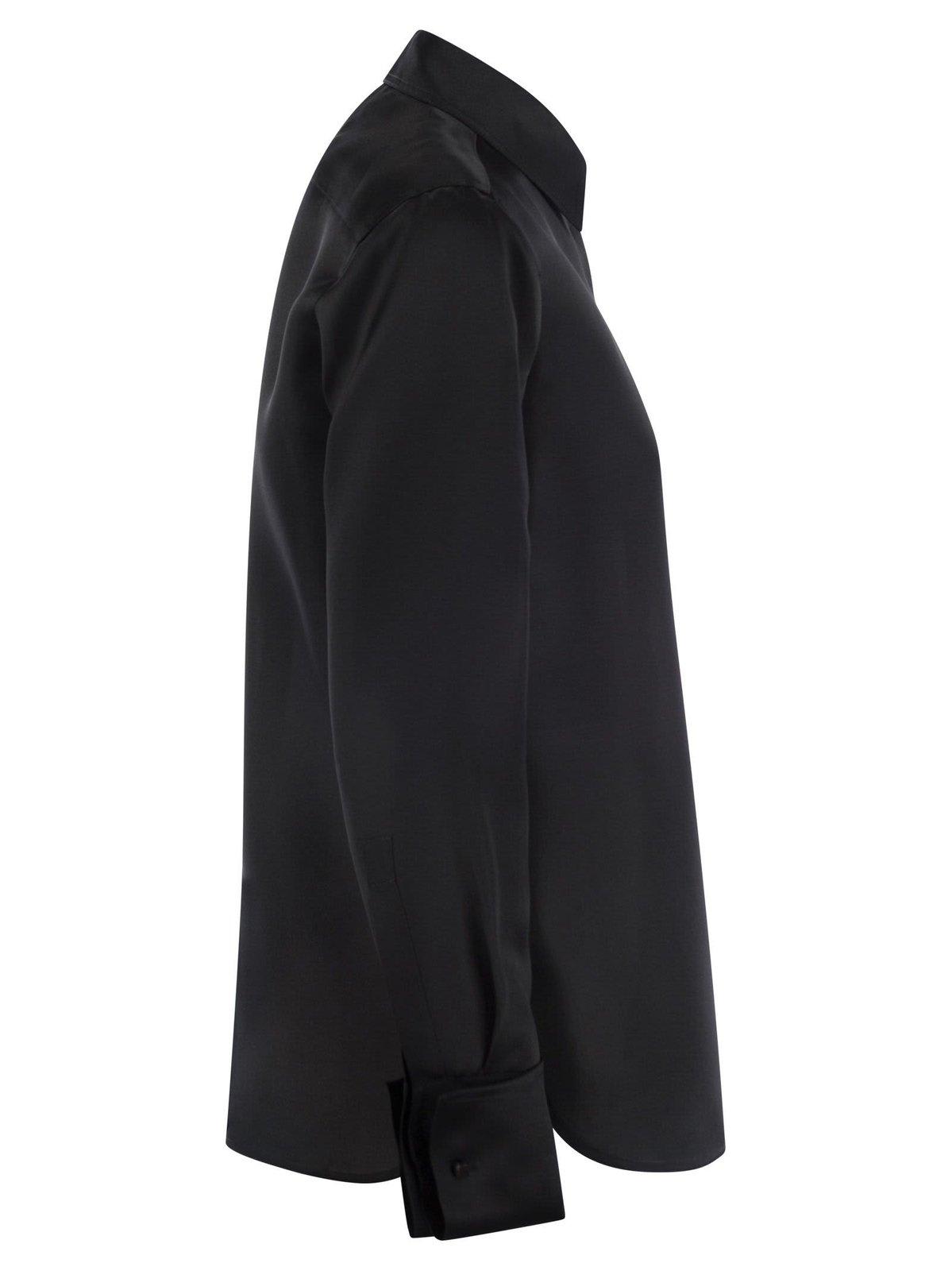 Shop Max Mara Buttoned Long-sleeved Shirt In Black