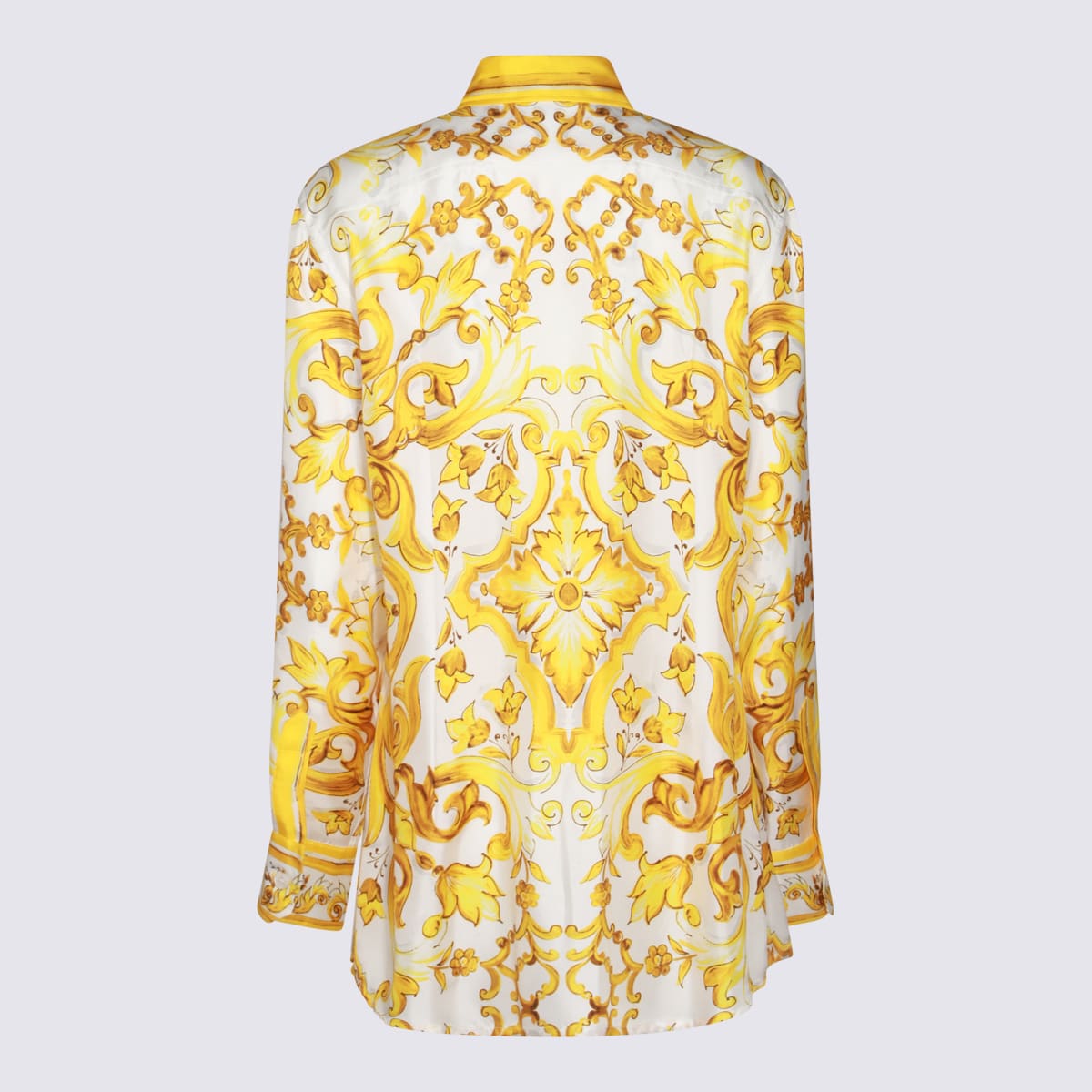 Shop Dolce & Gabbana White And Yellow Shirt In Mix Maiolica Giallo