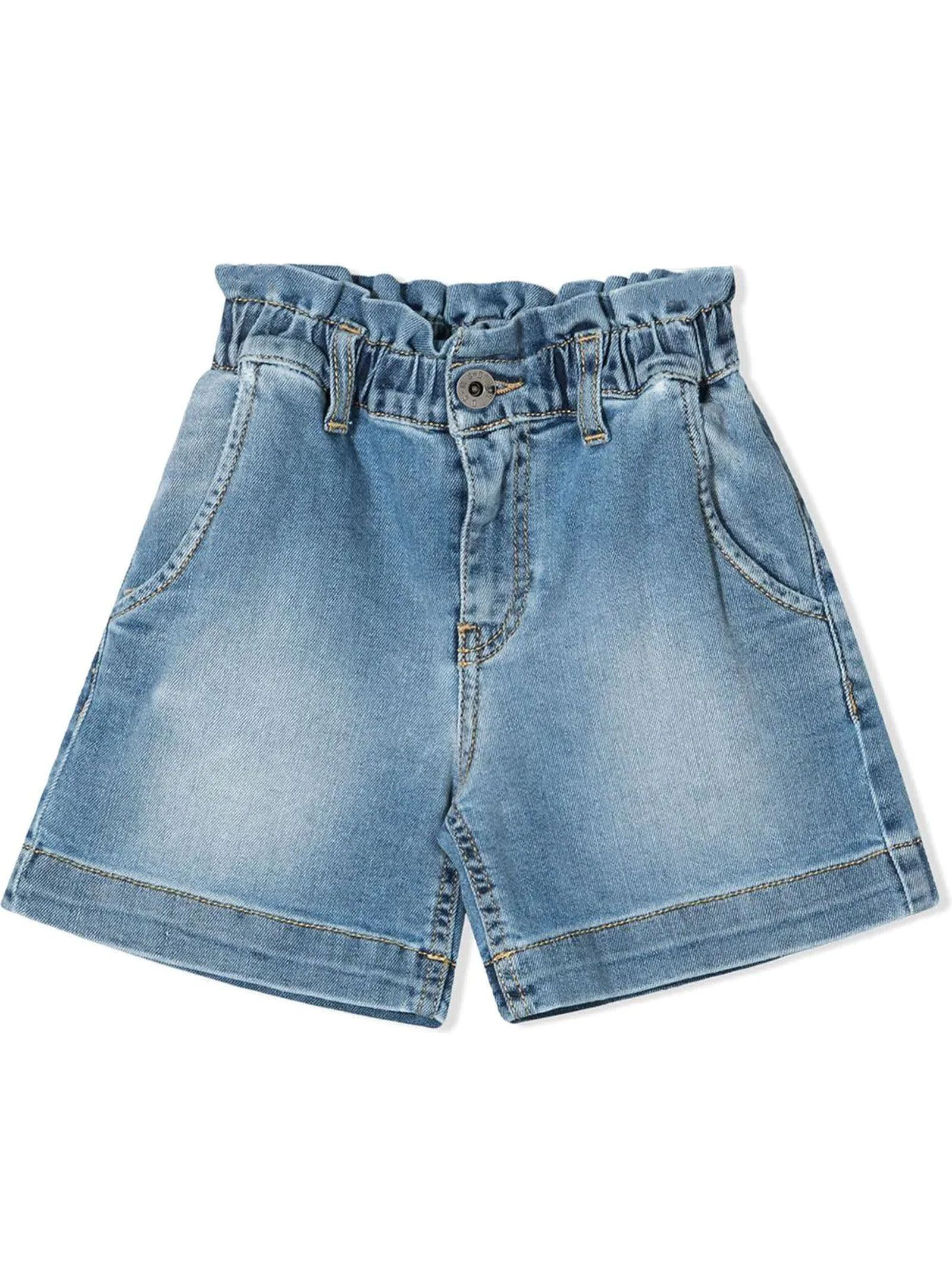 MSGM Blue Cotton Denim Shorts