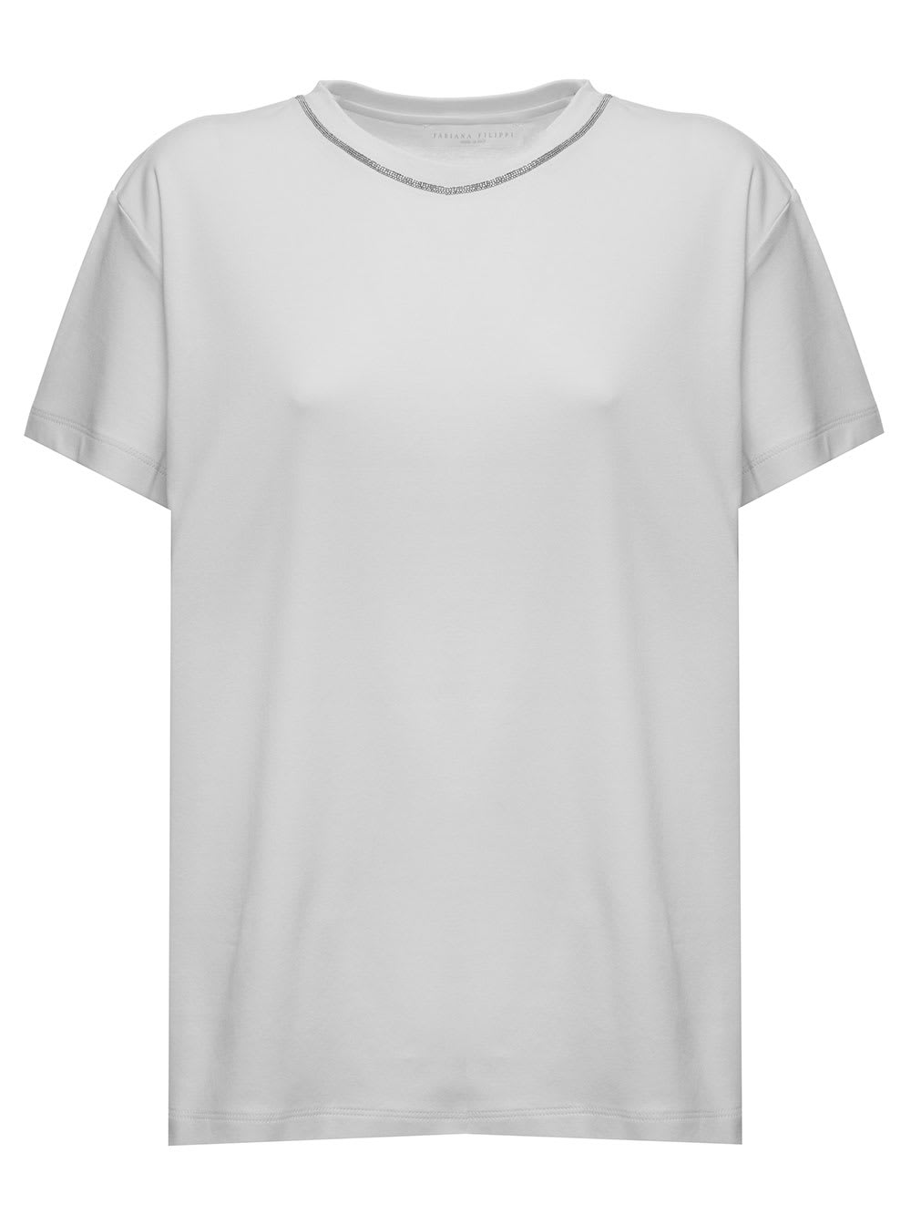 Fabiana Filippi Womans White Cotton T-shirt With Metal Insert