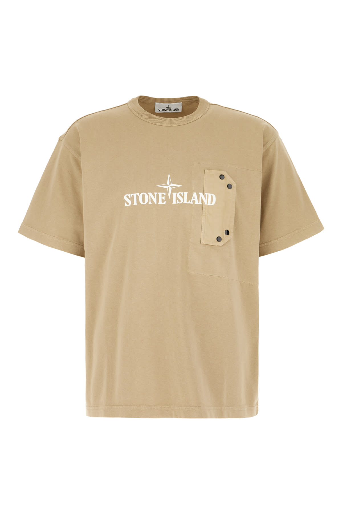 Stone Island Cappuccino Cotton T-shirt In Biscuit