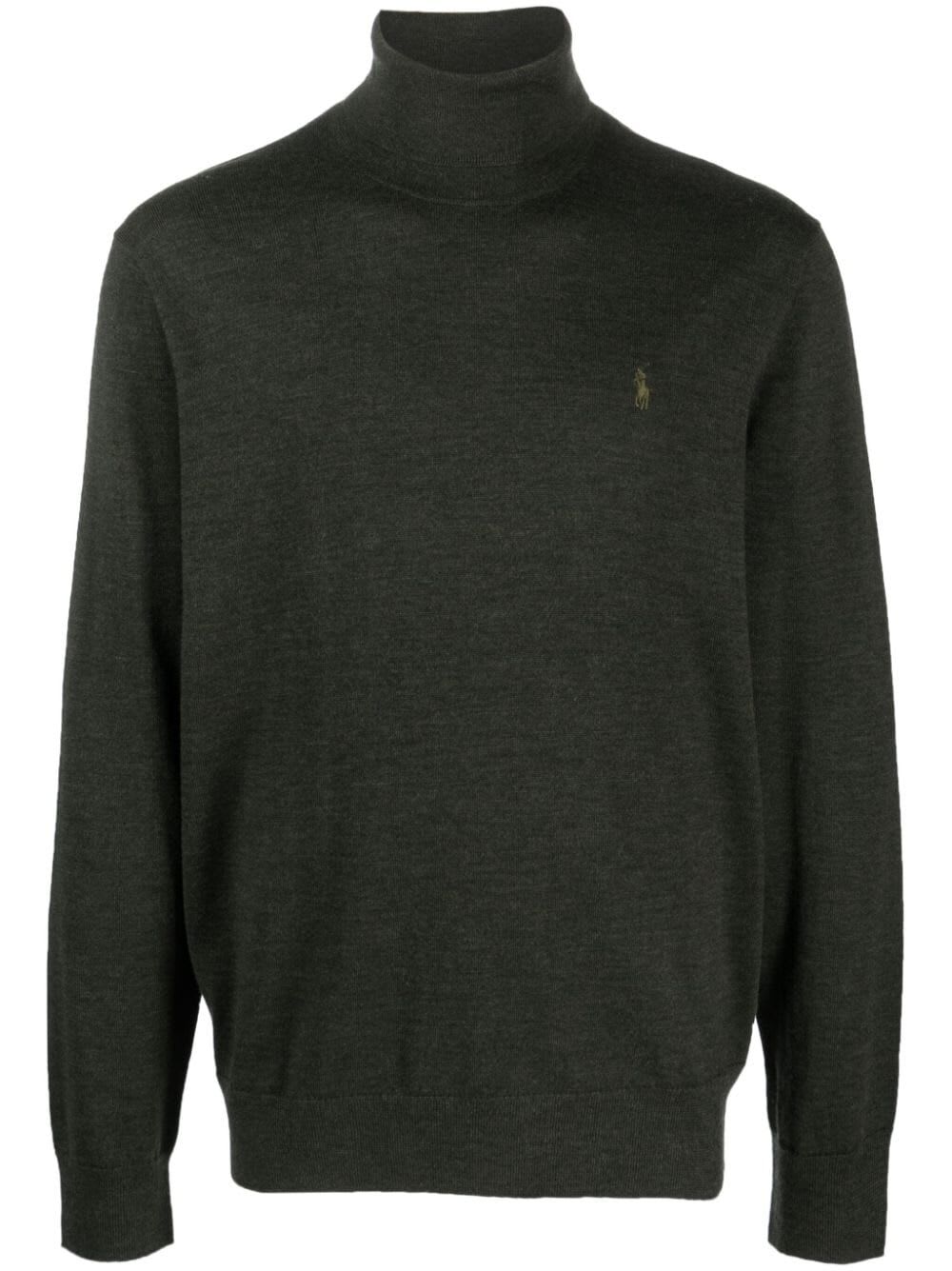 Shop Polo Ralph Lauren Long Sleeve Turtle Neck Pullover In Olive Heather