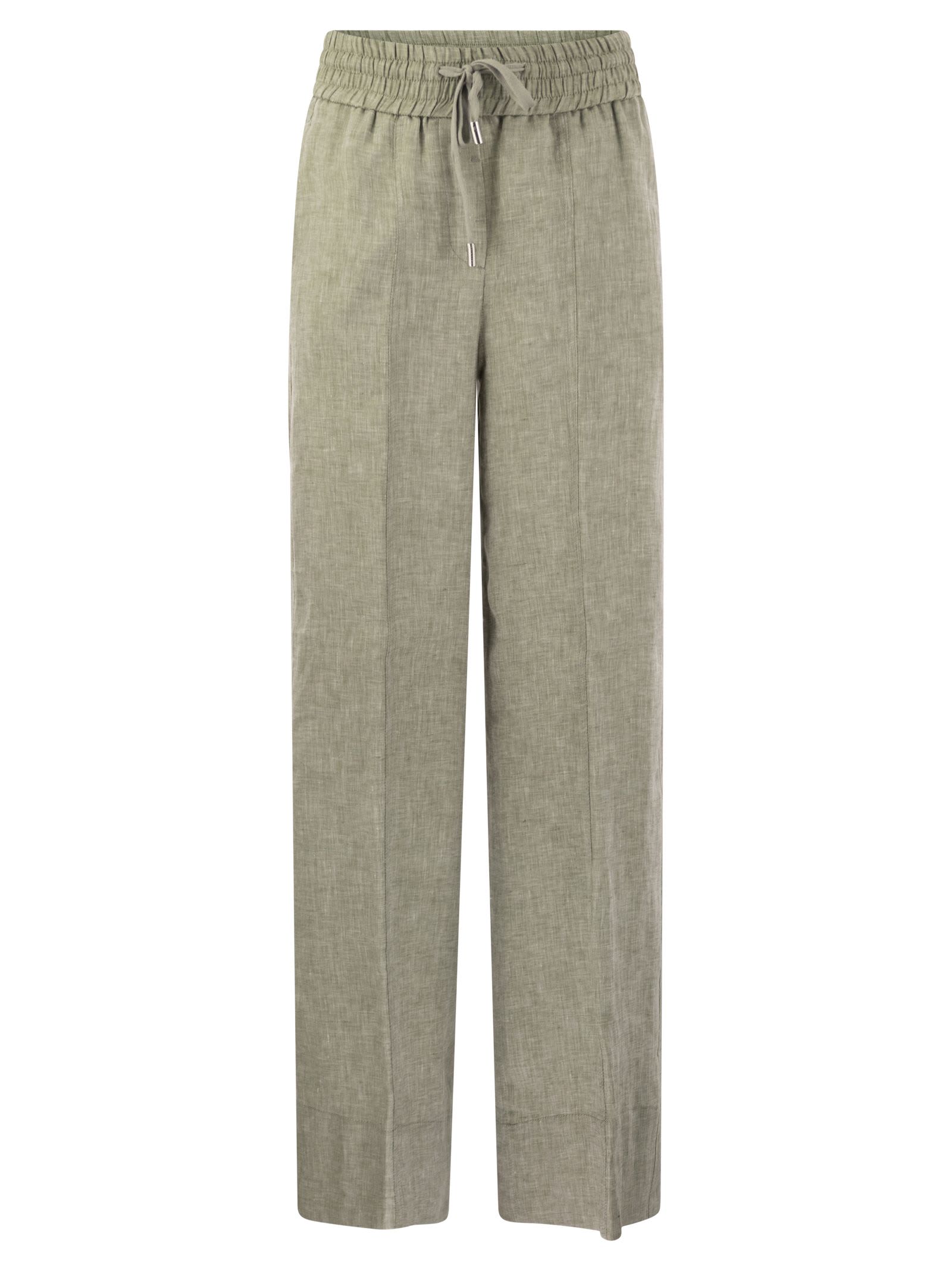 Shop Peserico Loose-fitting Trousers In Lightweight Pure Linen Canvas In Green
