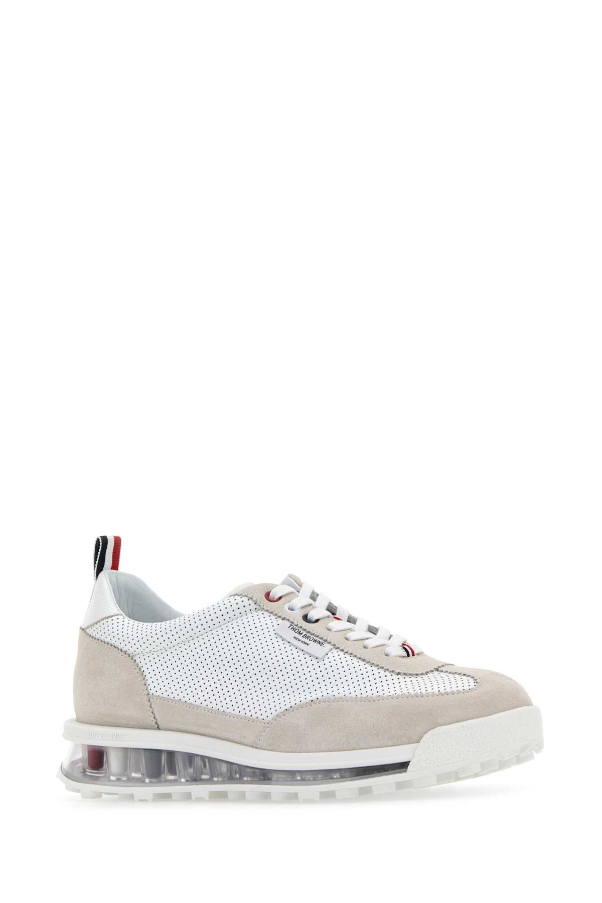 Shop Thom Browne Two-tone Leather Sneakers In 100