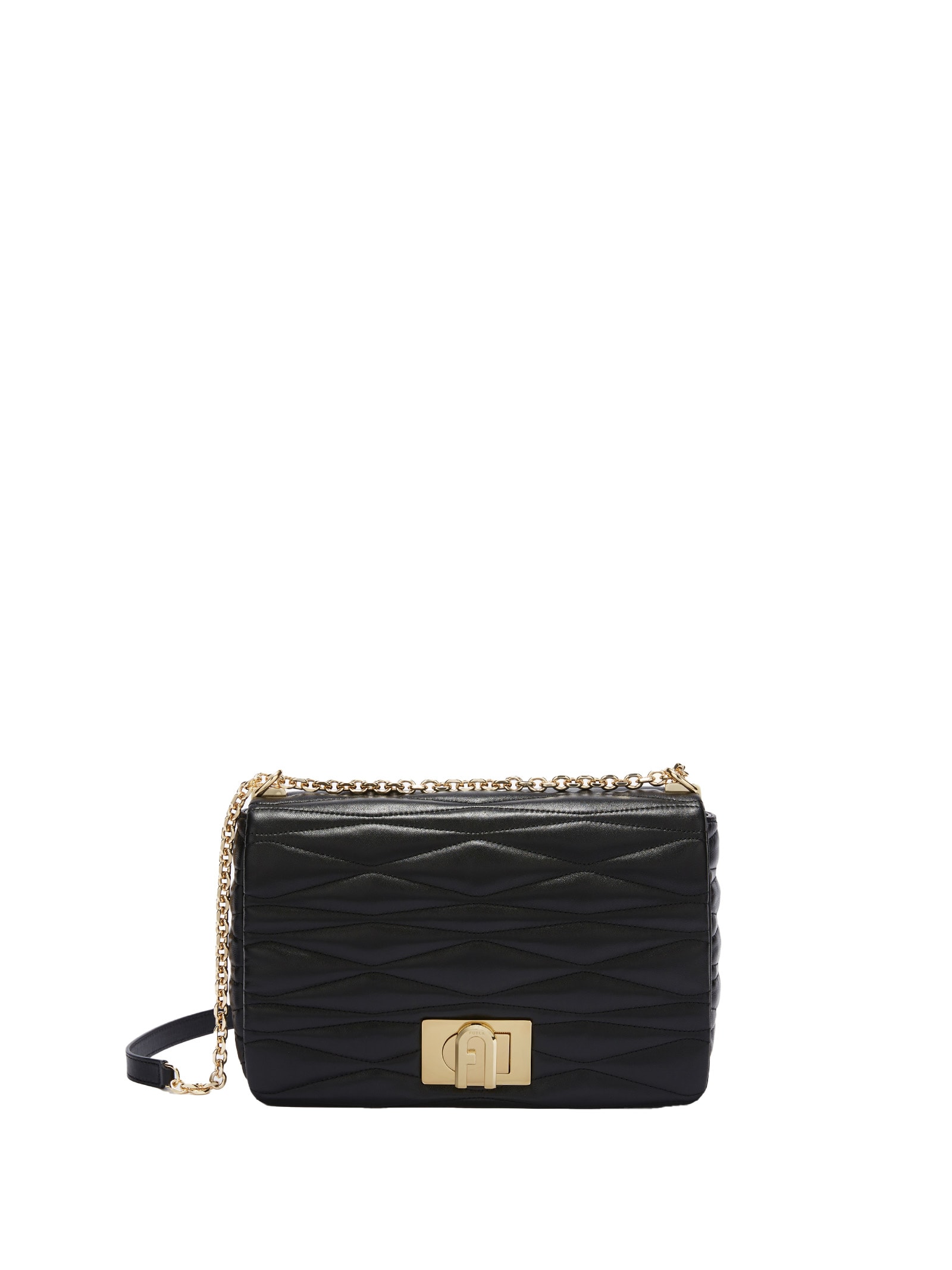 Furla 1927 M Black Leather Shoulder Bag In Black