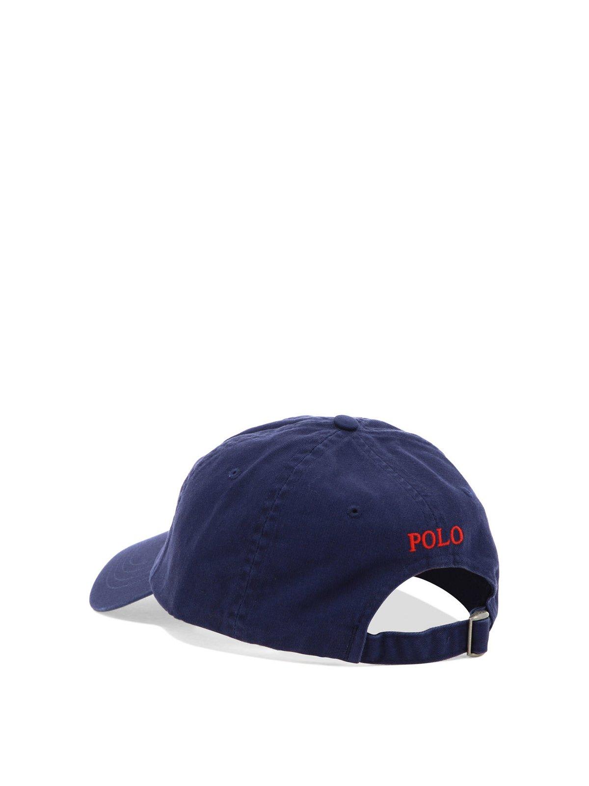 Shop Ralph Lauren Logo Embroidered Cap In Newport Navy/ Rl2000 Red