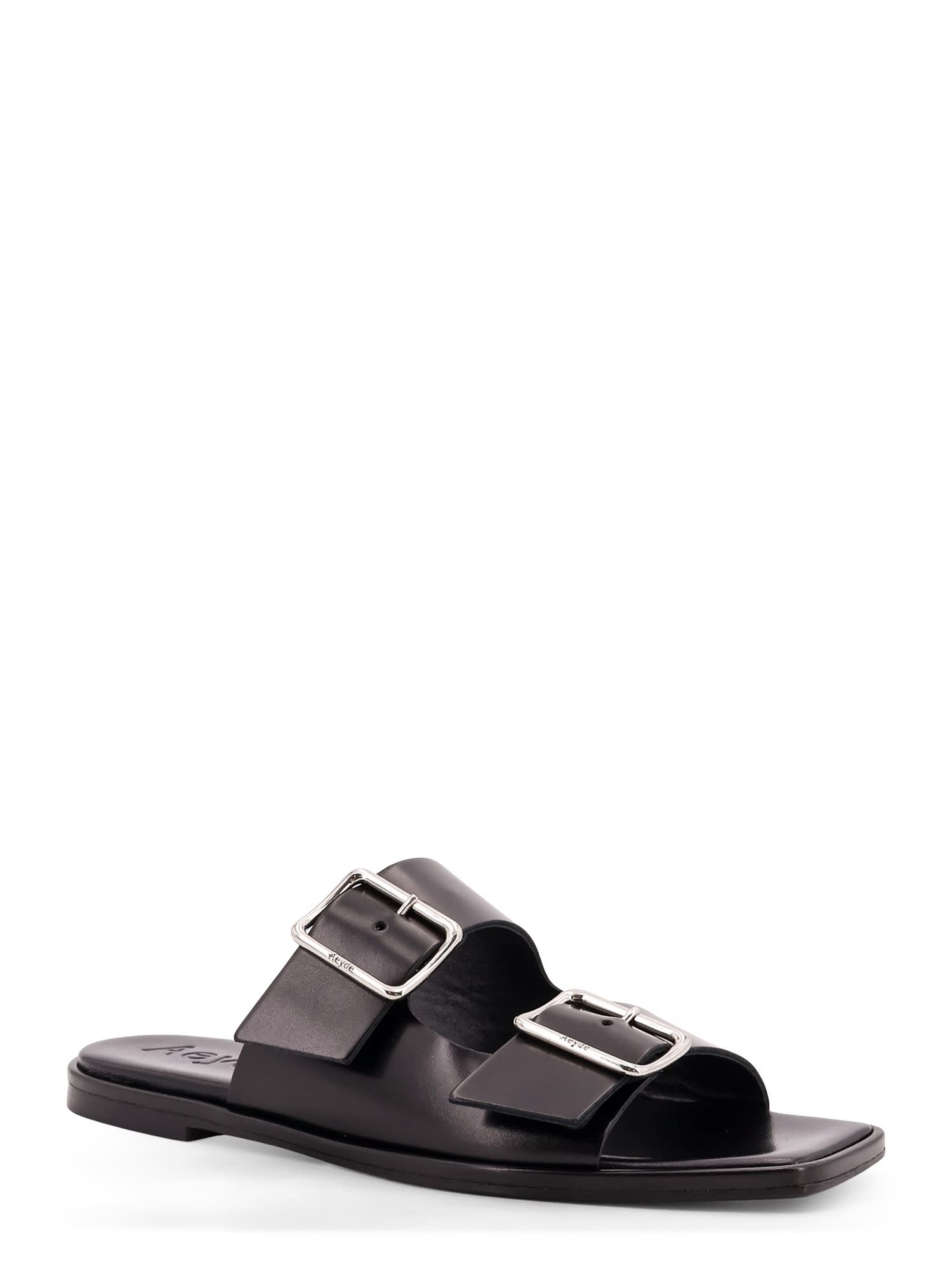 Aeyde Tonya Leather Double Strap Sandals In Brown