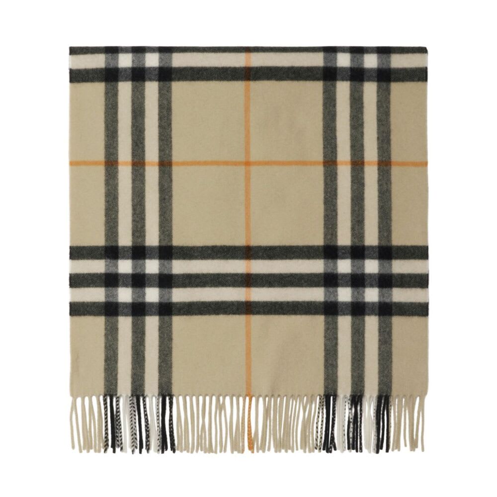 Shop Burberry Scarf In Neutrals/black