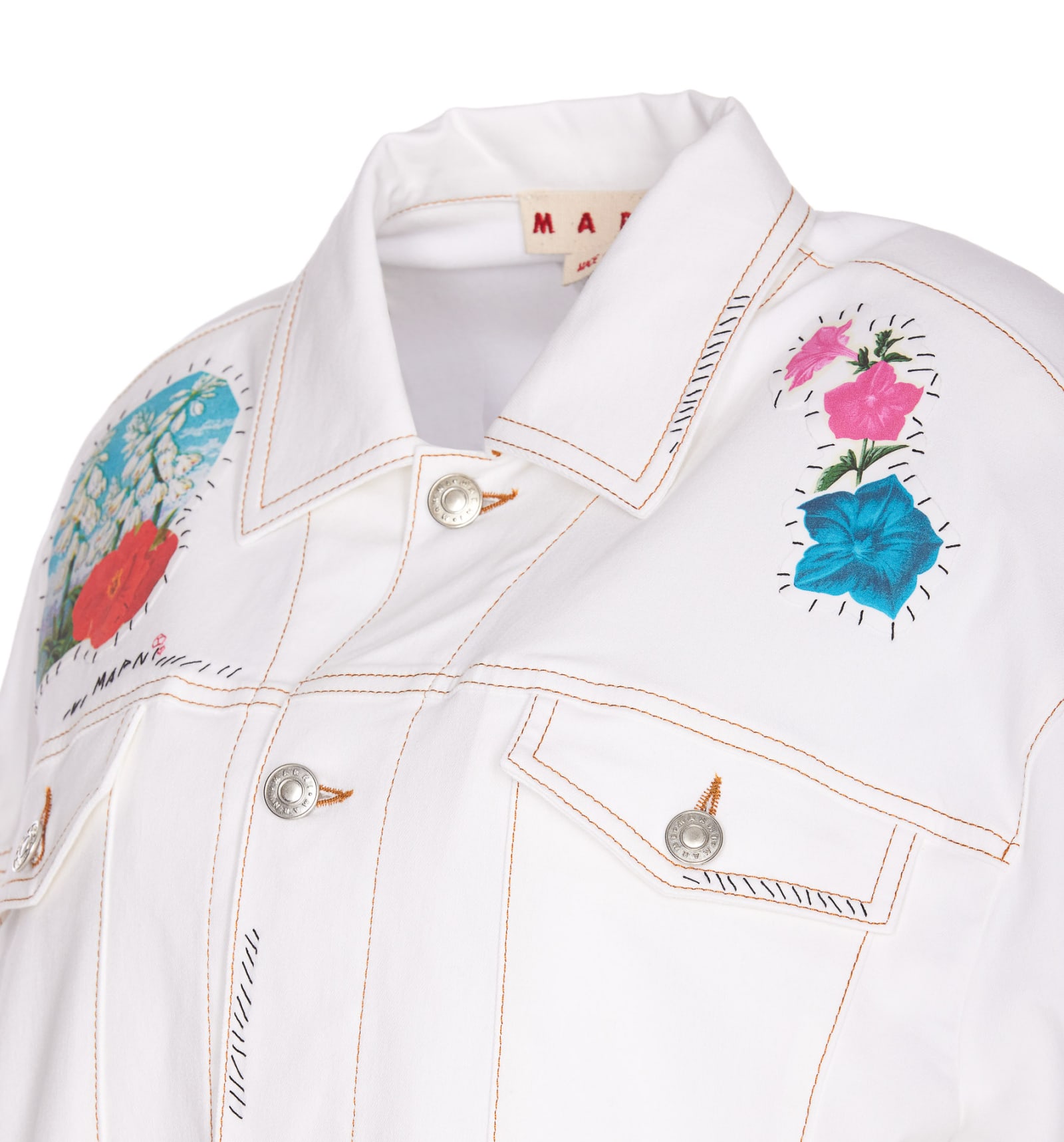 Shop Marni Flower Print Jacket In White