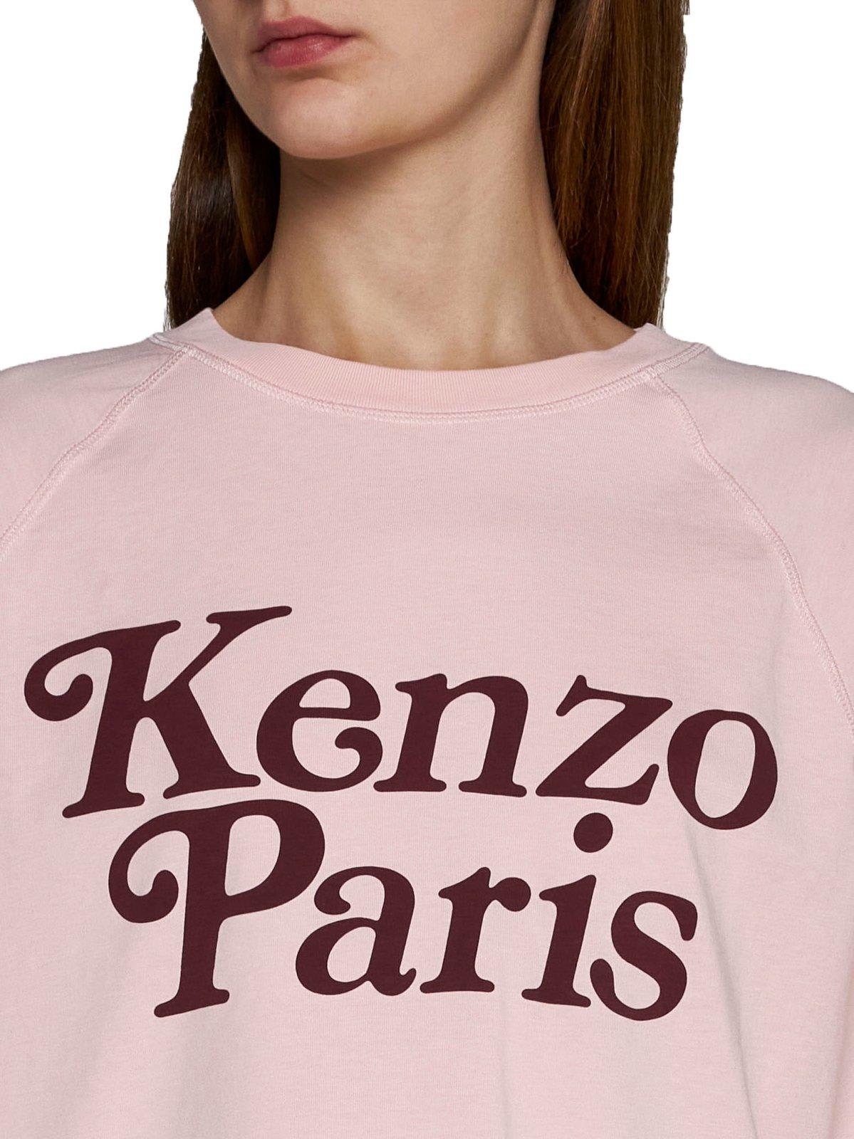 Shop Kenzo Logo Printed Cropped T-shirt In Pink