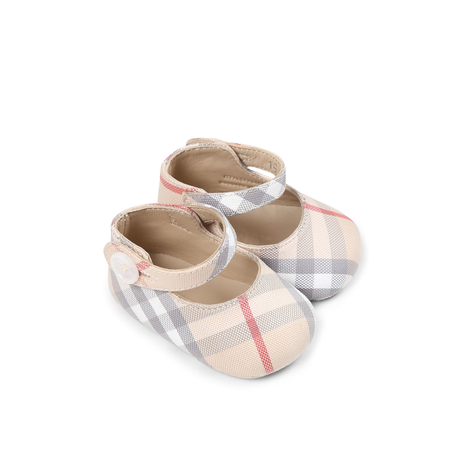 Burberry Beige Sneakers For Babykids With Vintage Check In Multi