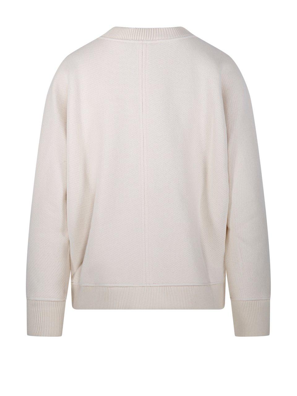 Max Mara Logo Embroidered Crewneck Jumper In Bianco Lana