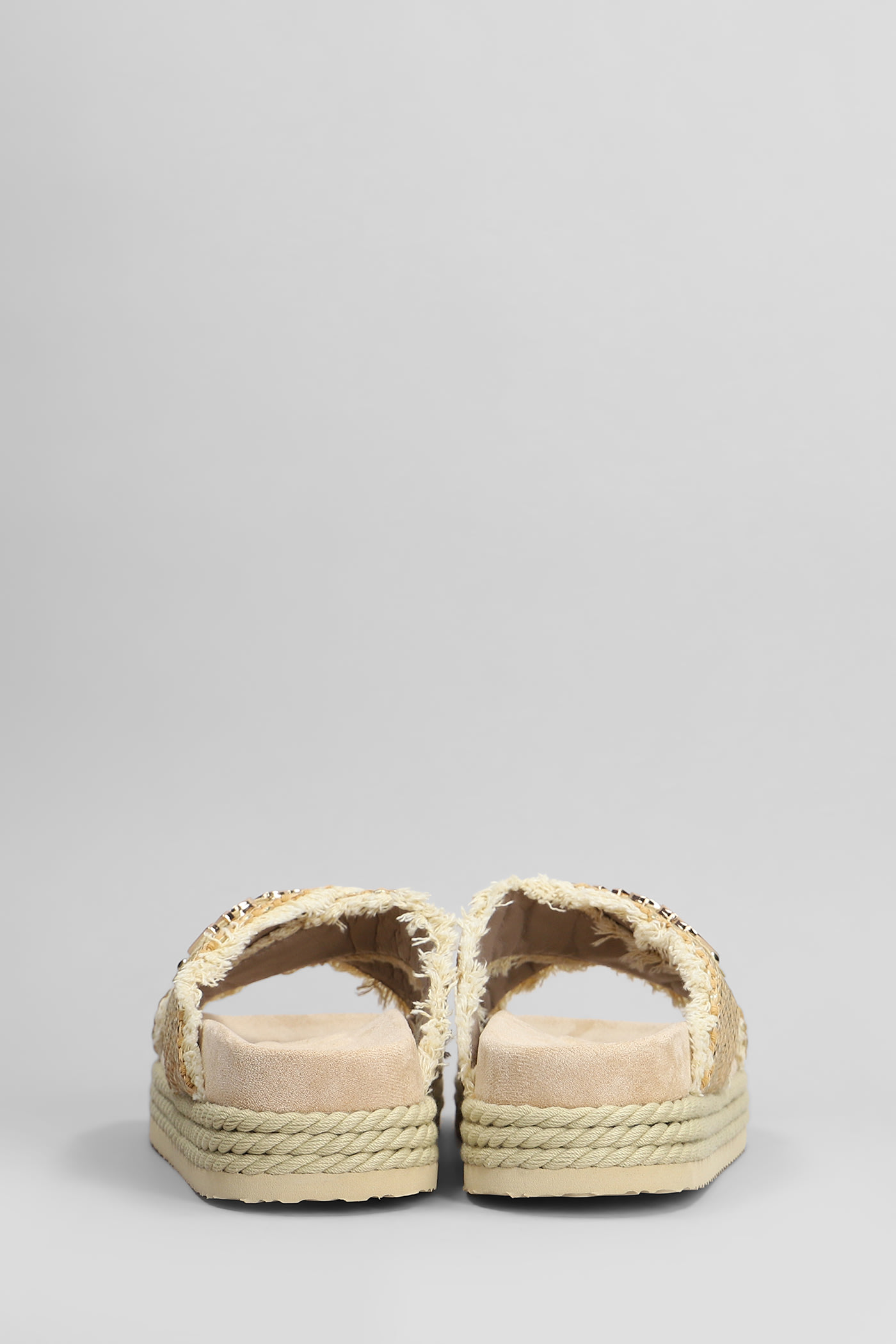MOU CRISSCROSS FLATS IN BEIGE RAFFIA