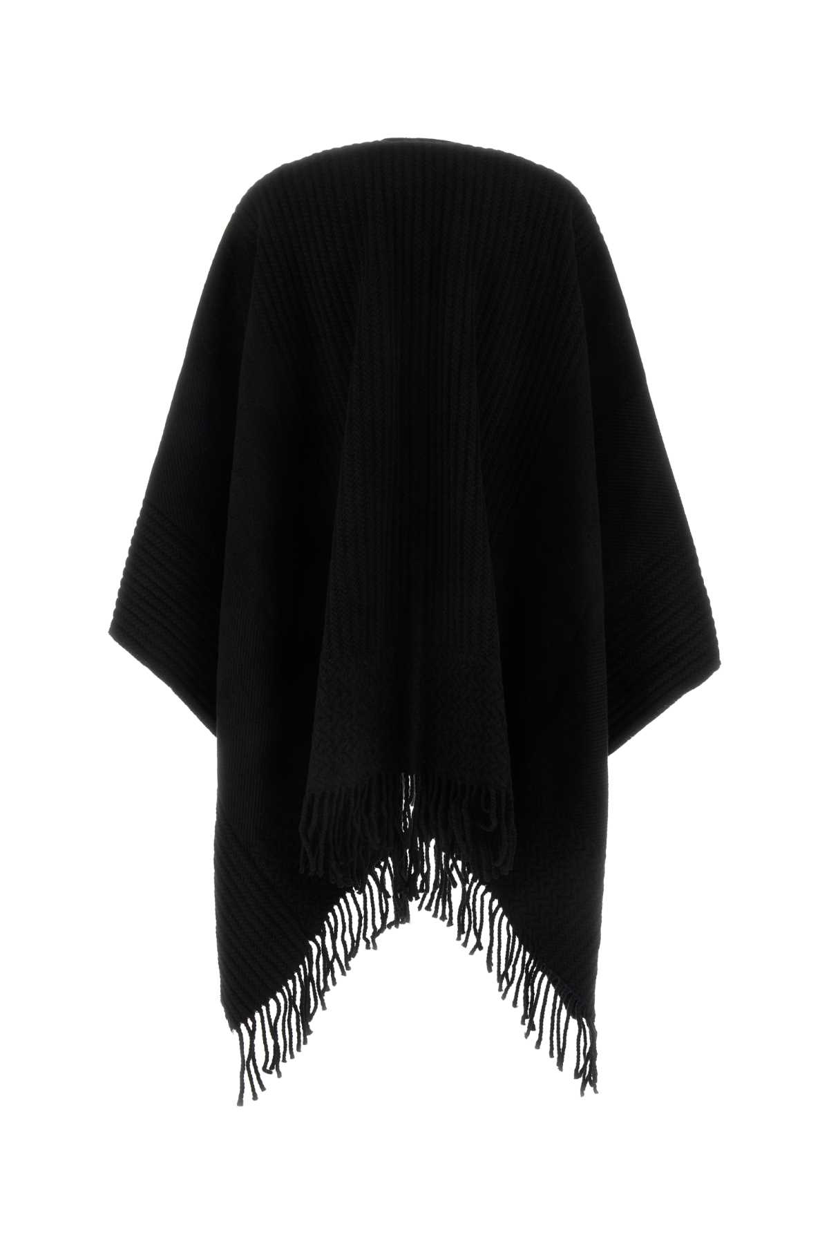 Shop Valentino Black Cashmere Cape In Nero