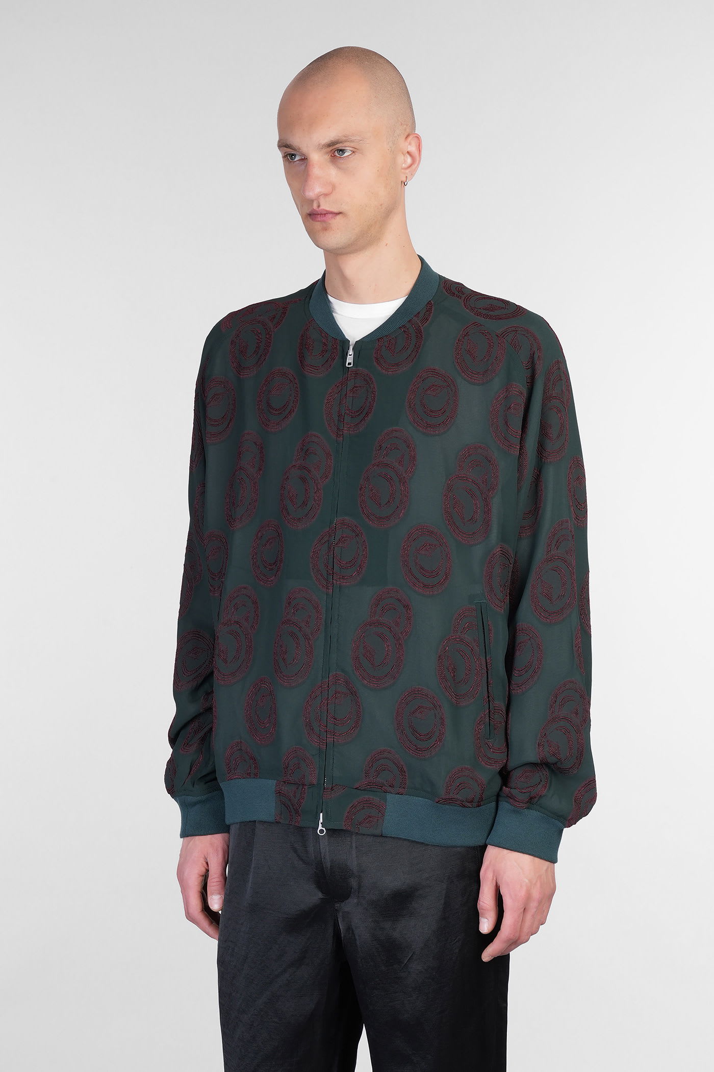 Needles Bomber Jacket In Green Rayon In Multi