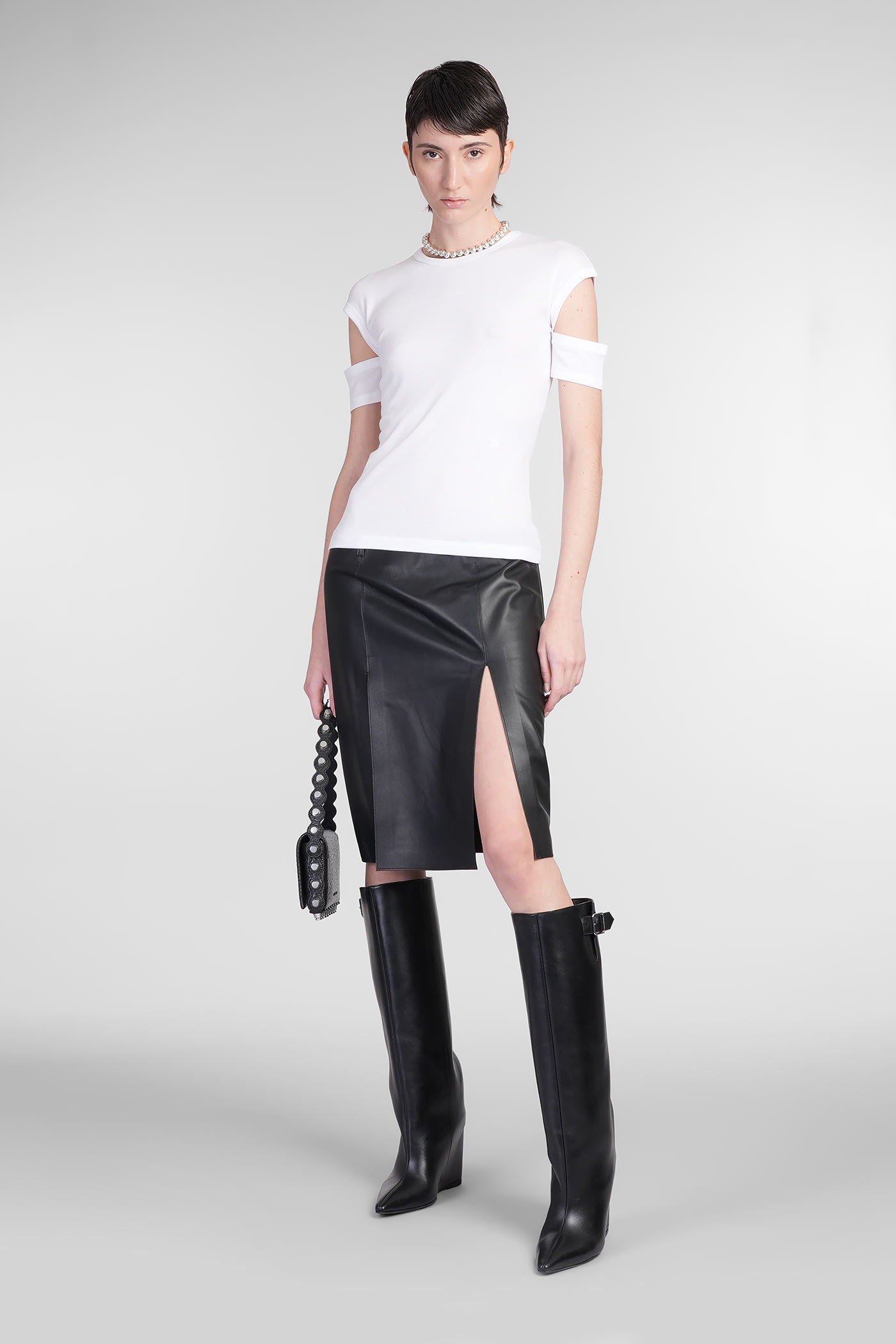 Helmut Lang "slashed Shrunken" T-shirt In White