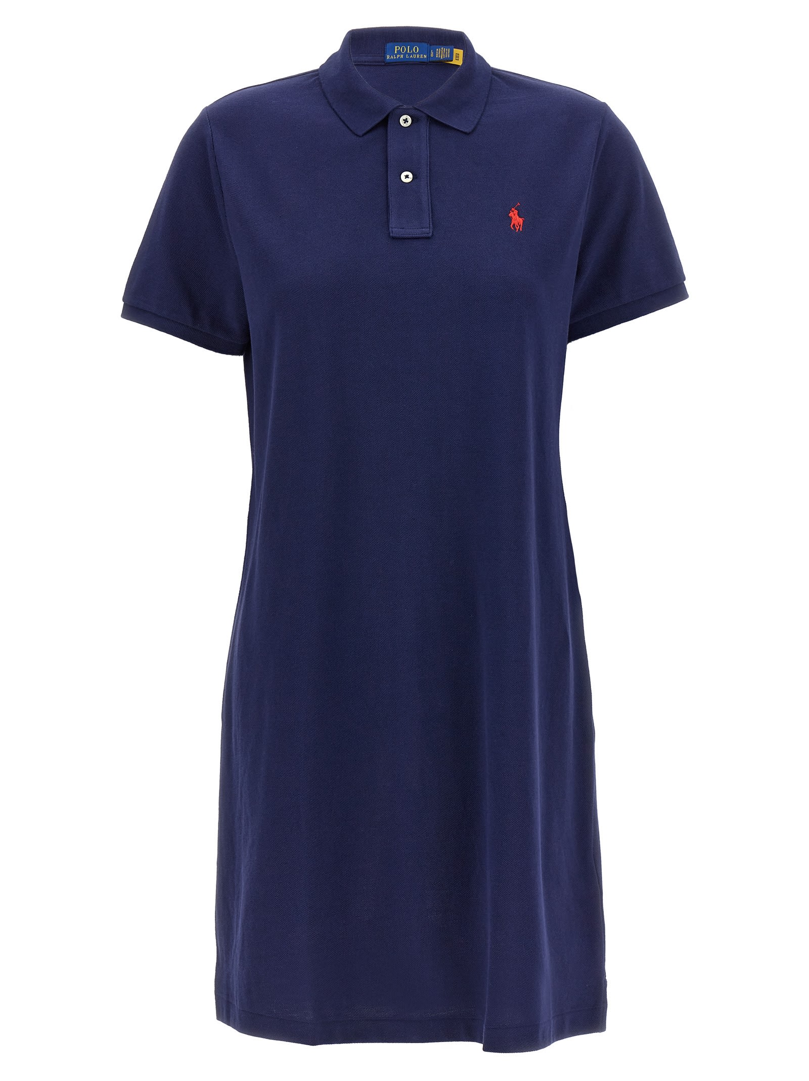 Shop Polo Ralph Lauren Logo Embroidery Dress In Blue