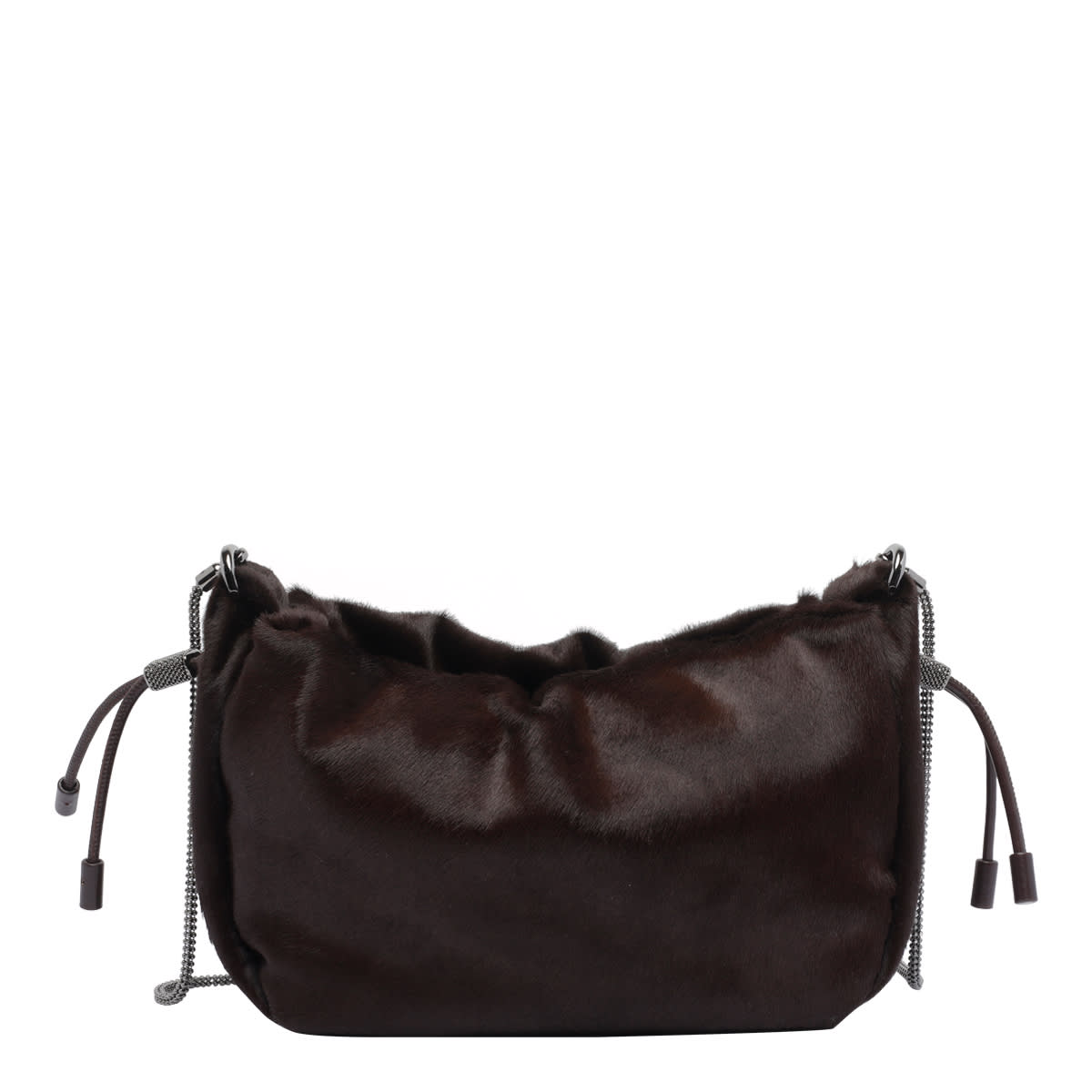 Brunello Cucinelli Calf Hair Mellow Bucket Bag In Brown