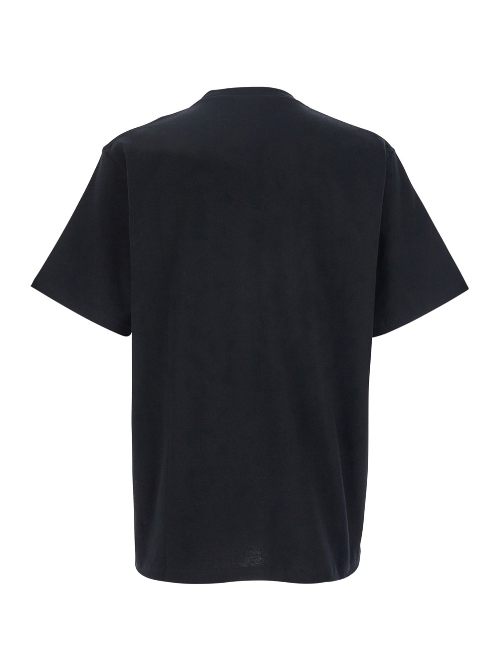 Jw Anderson Black Crewneck T-shirt With Anchor Embroidery On The Front In Cotton Man In Black