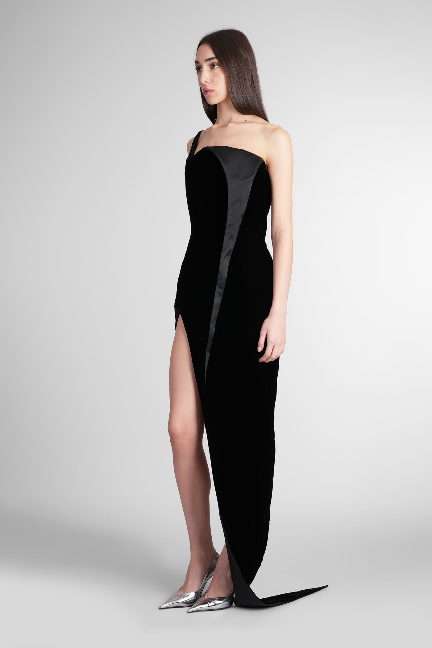 Shop Mugler Dress In Black Velvet