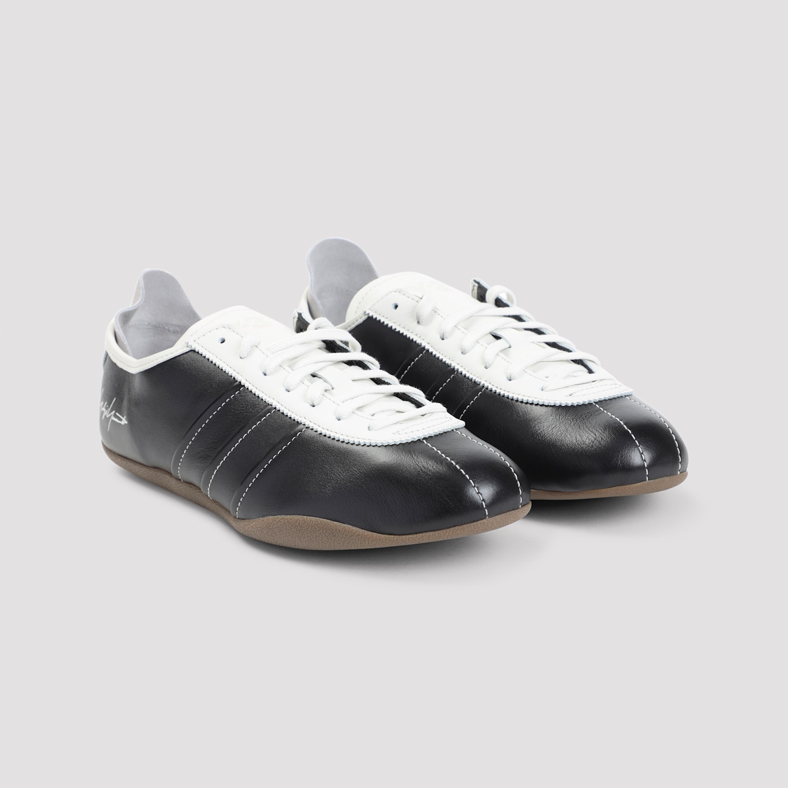 Y-3 Debossed Leather Tokyo Sneakers With Lace-up Closure In Black