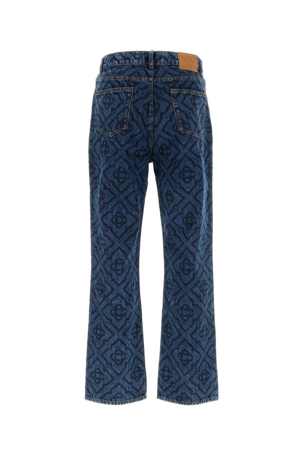 Shop Casablanca Vintage Monogram Jeans In Blue