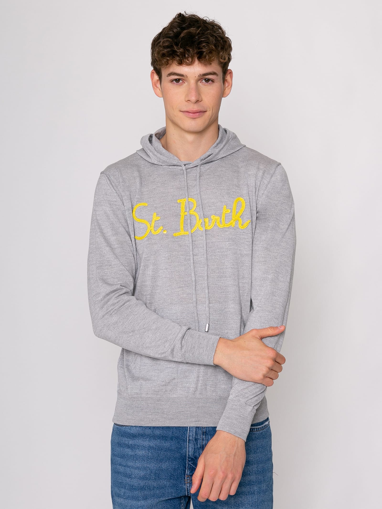 Shop Mc2 Saint Barth Man Grey Hoodie Sweatshirt