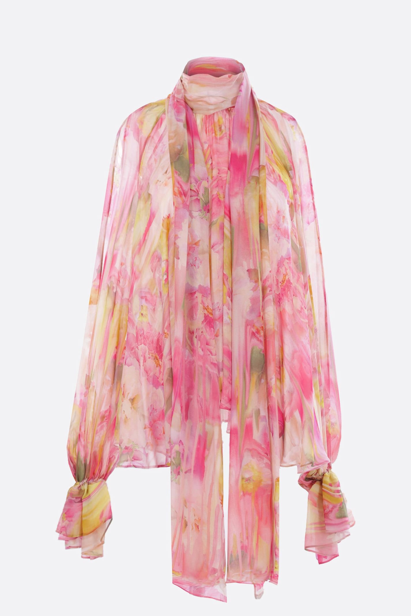 Asymmetric Blouse In Rose-printed Georgette Blumarine