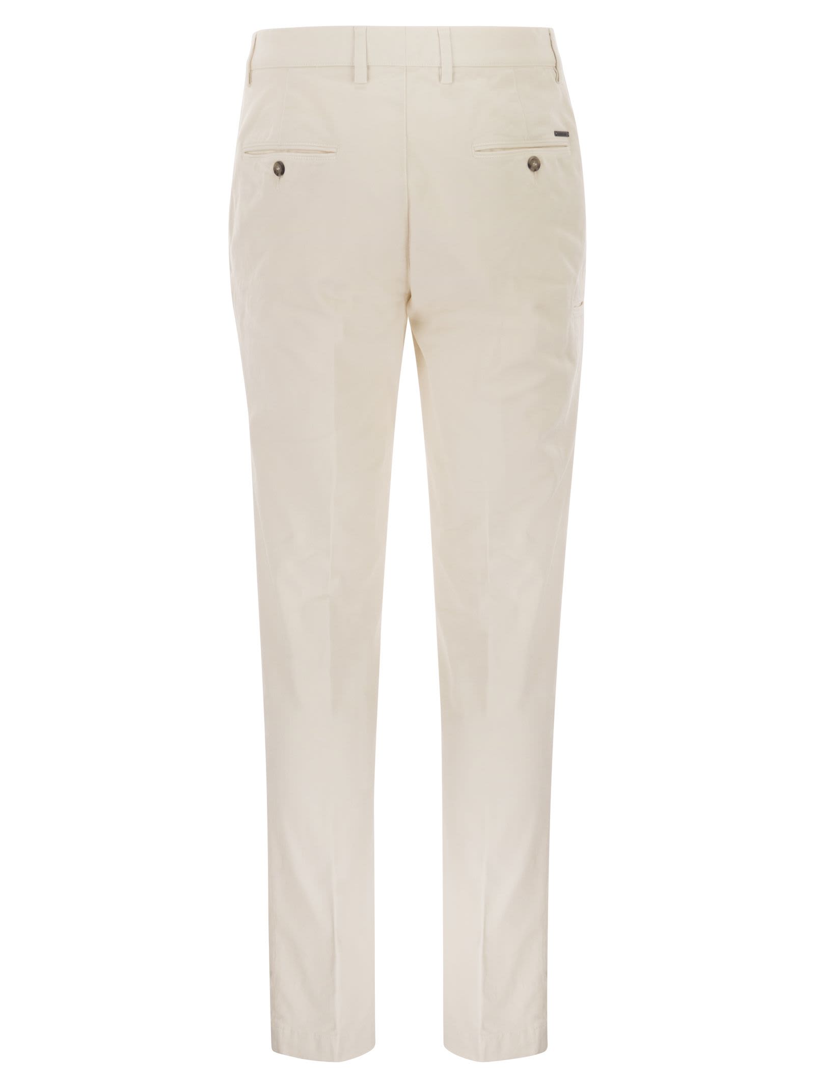 Peserico Chino Trousers In Stretch Cotton Gabardine In Neutral