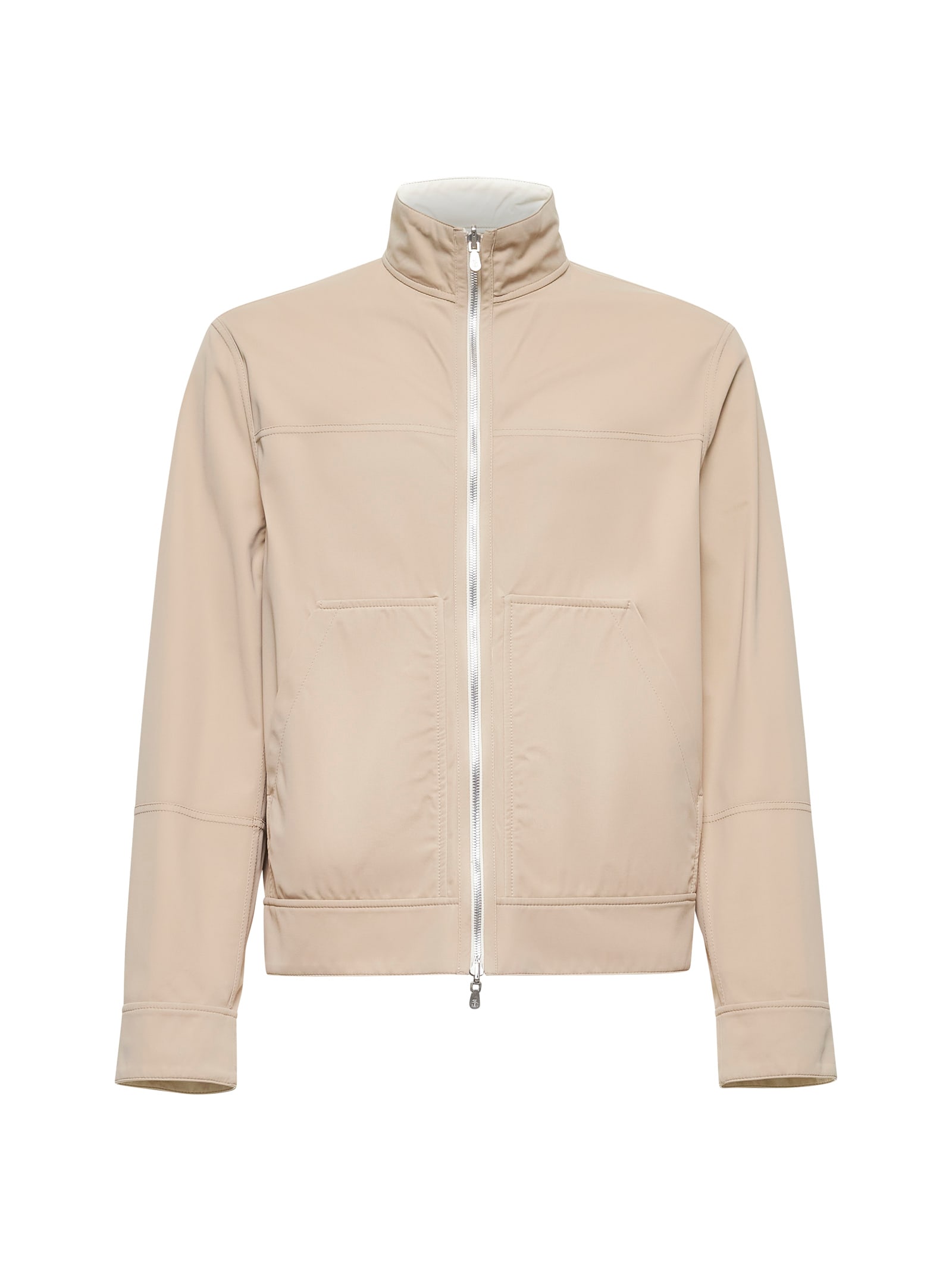 Brunello Cucinelli Ivory Nappa Leather Reversible Bomber Jacket In Panama