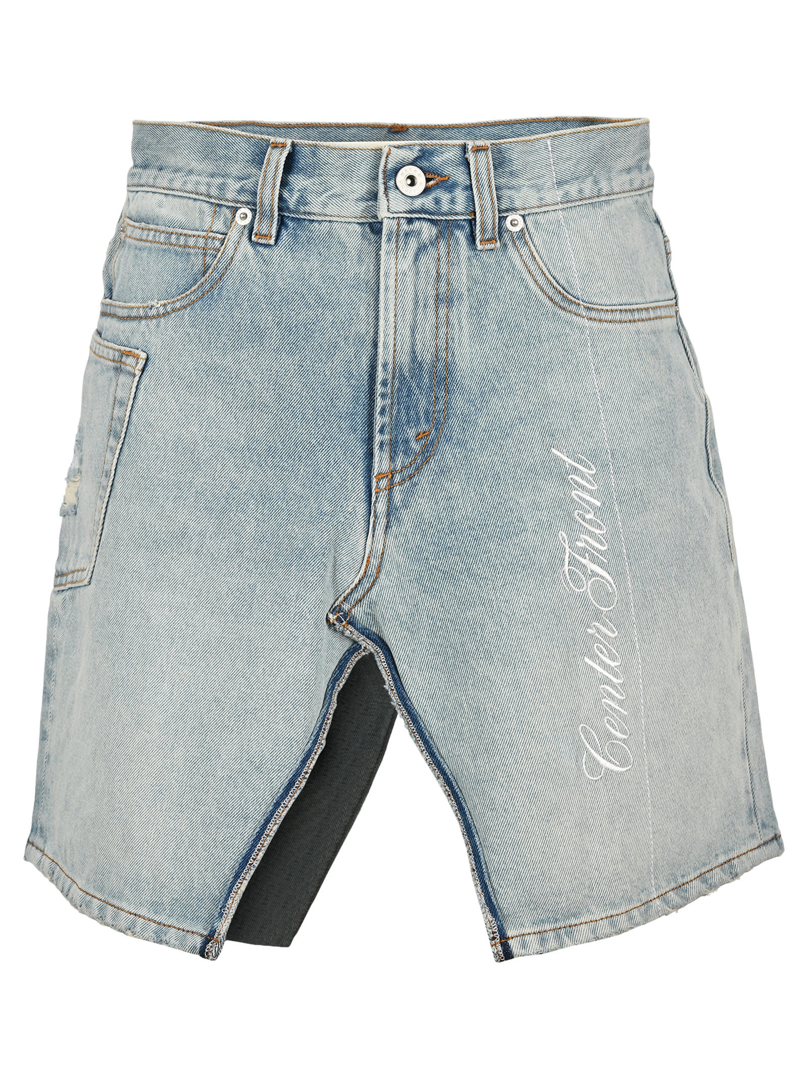 Heron Preston X Sami Miro Split Detail Denim Skirt In Light Blue