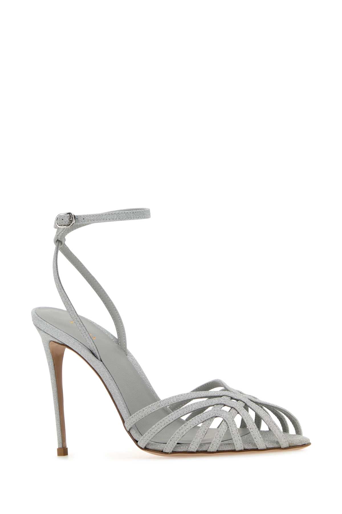 Shop Le Silla Silver Fabric Embrace Sandals In Argento