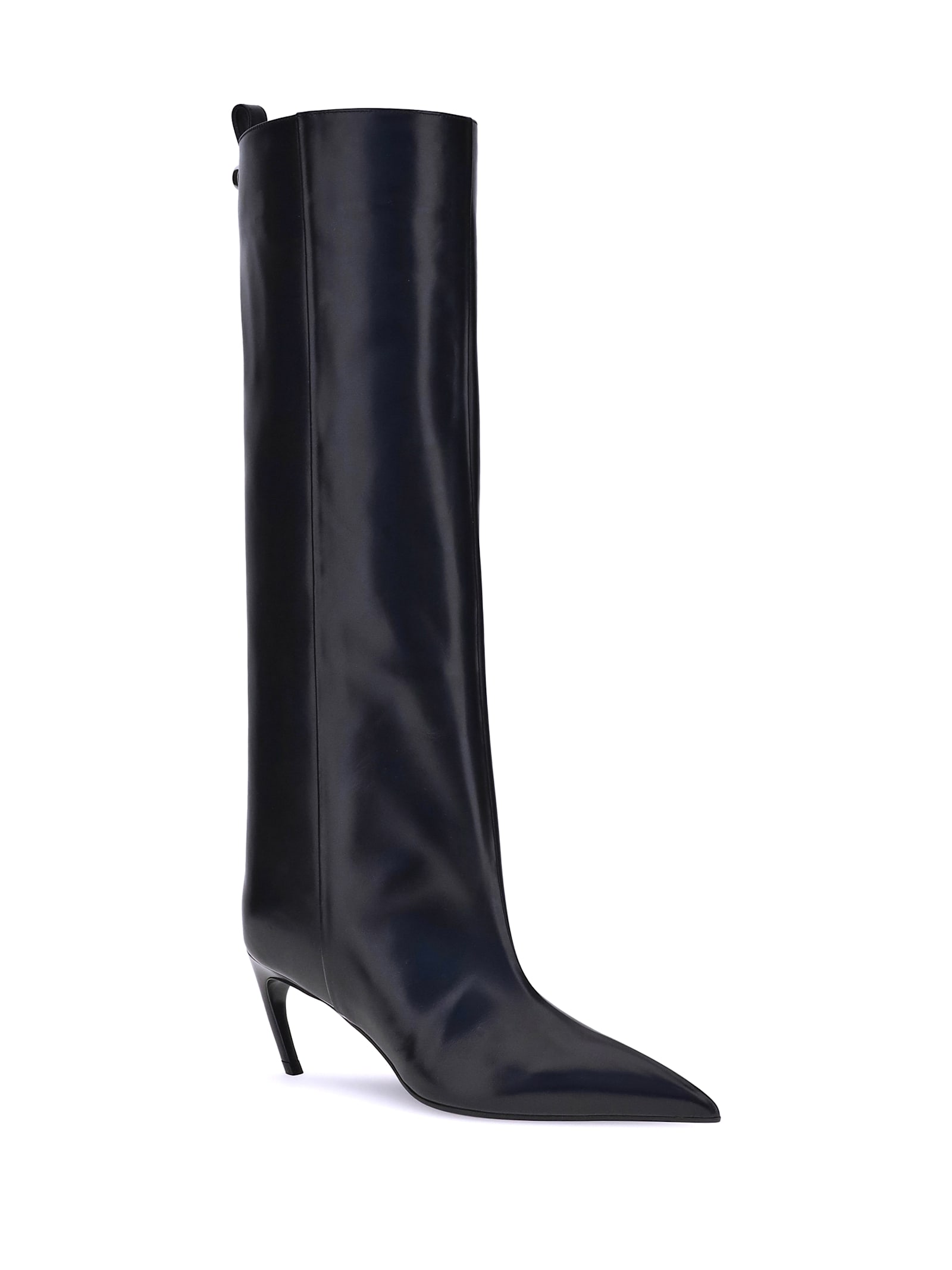 Attico Leather High Shaft Ankle Boots With Pointed Toe
