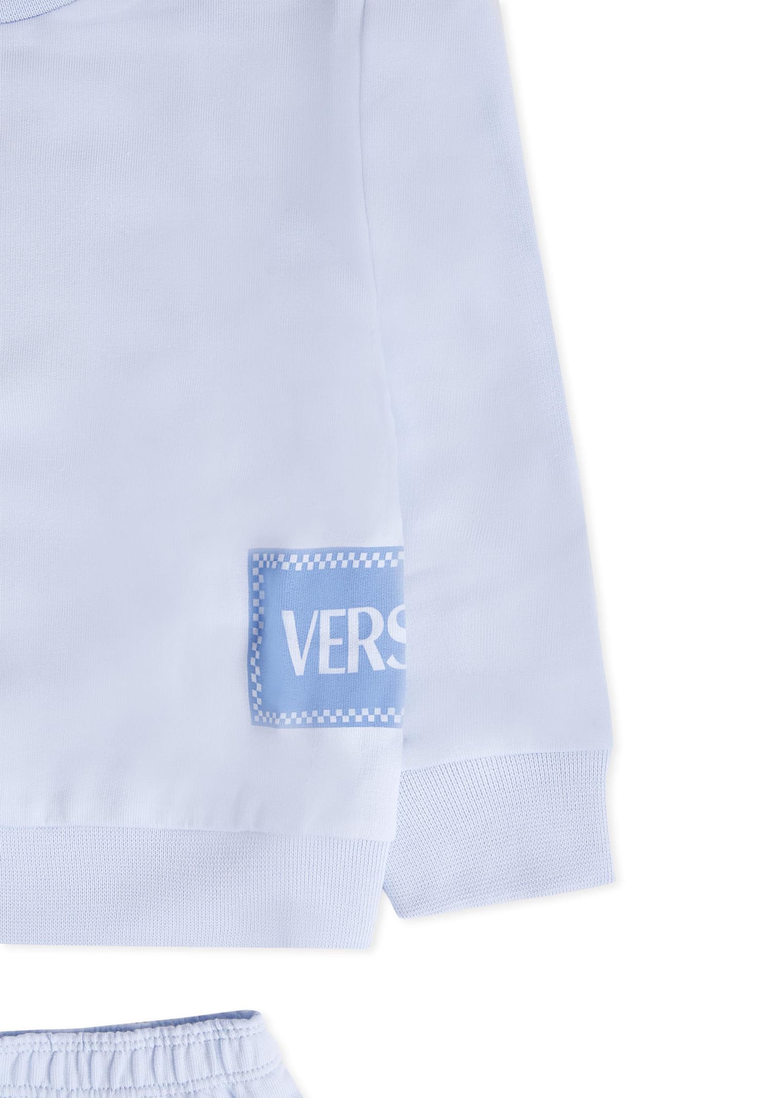 Versace Light Blue Tracksuit With 90 Vintage Logo For Baby Girl In Blue