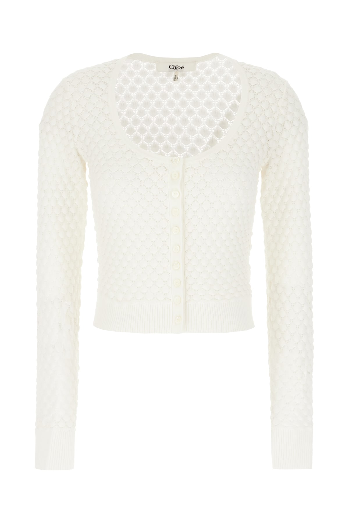 Chloé Ivory Cotton Cardigan In Iconic Milk